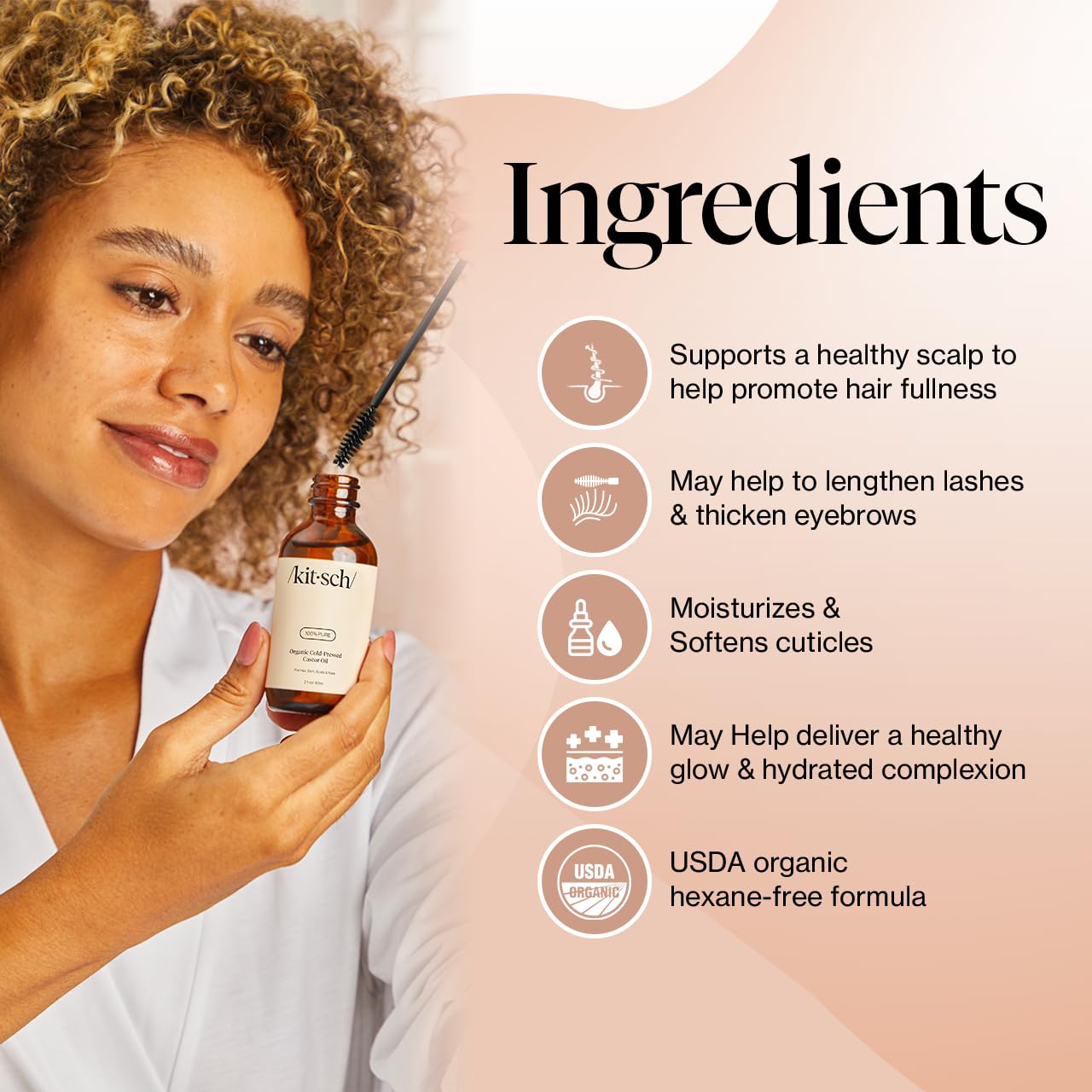 Foto 6 pulgar | Aceite de Ricino Orgánico Kitsch Prensado en Frío de 120 Ml - Venta Internacional