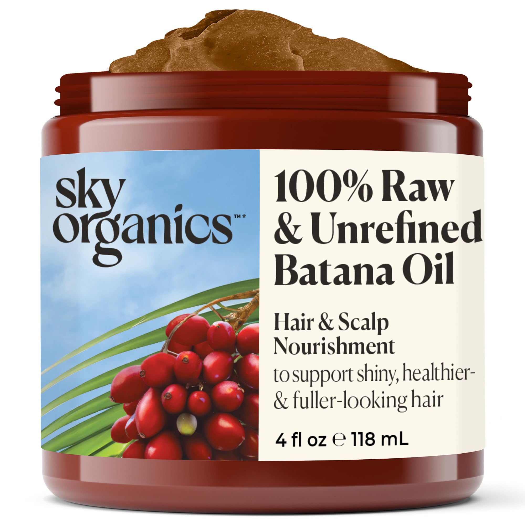 Aceite De Batana Sky Organics 120 Ml, 100% Crudo Y Sin Refinar, Vegano - Venta Internacional.