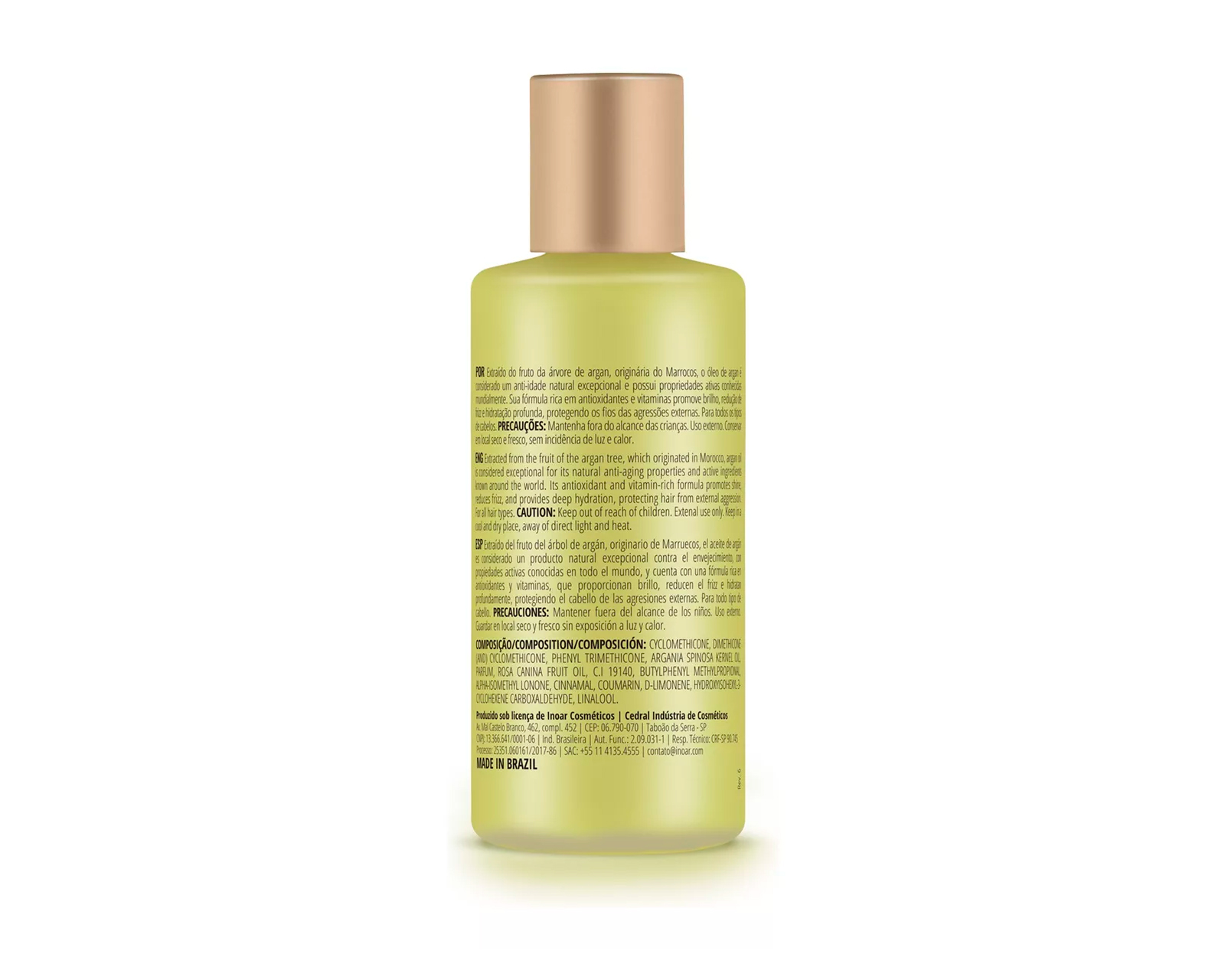 Foto 3 pulgar | Inoar Aceite De Argan Óleo De Tratamiento Hidratante Protector 60ml