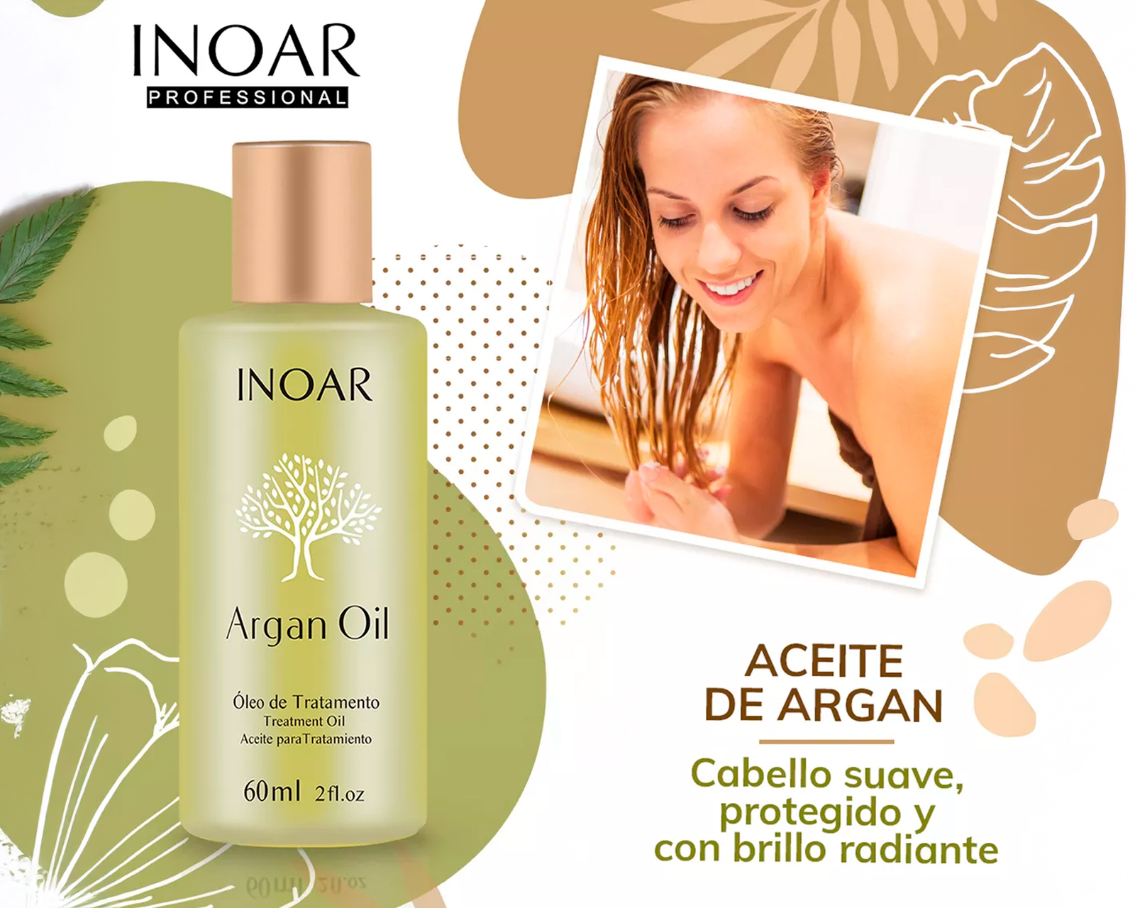 Foto 6 pulgar | Inoar Aceite De Argan Óleo De Tratamiento Hidratante Protector 60ml