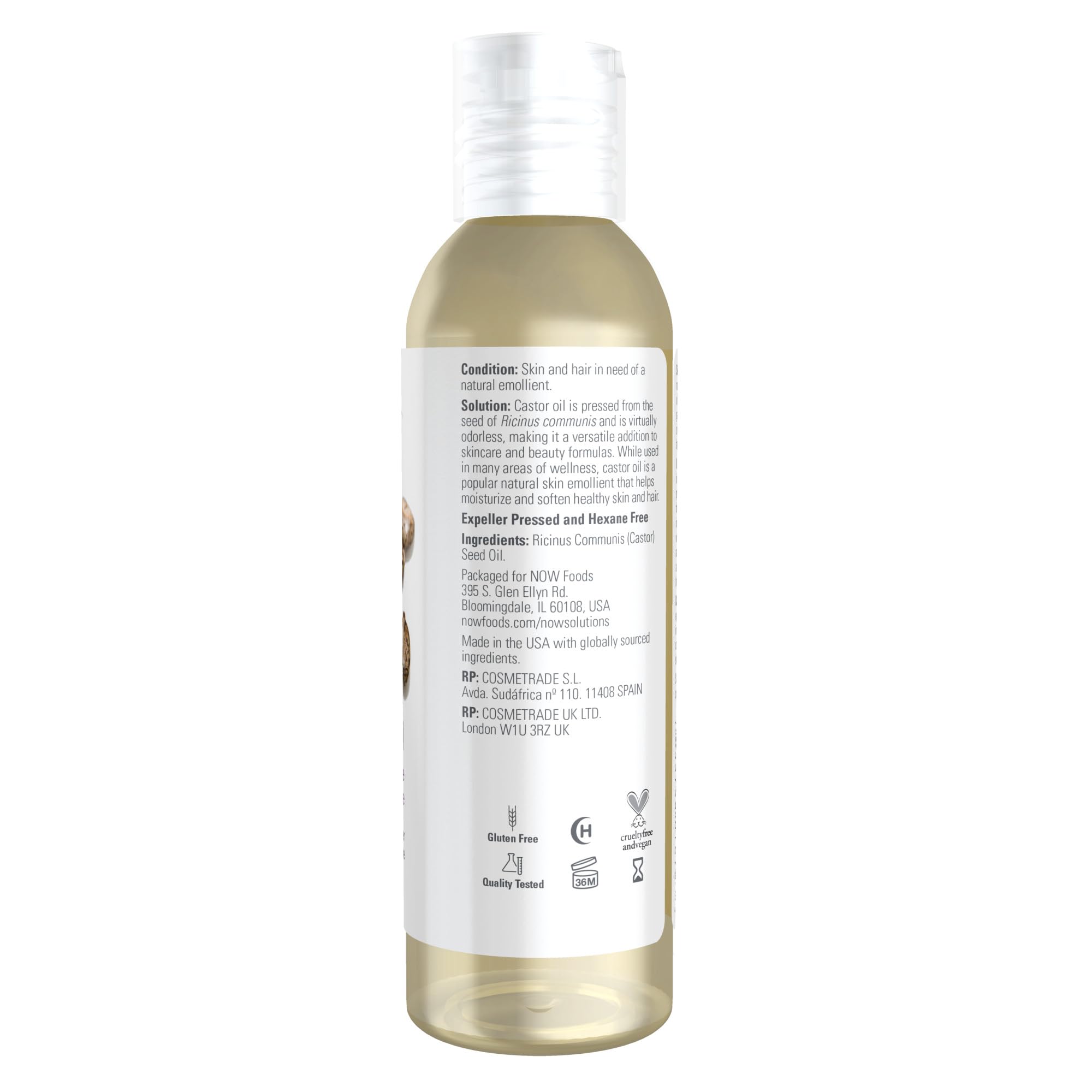 Foto 3 pulgar | Aceite De Ricino Now Solutions Para El Cuidado De La Piel 100% Puro, 120 Ml - Venta Internacional.