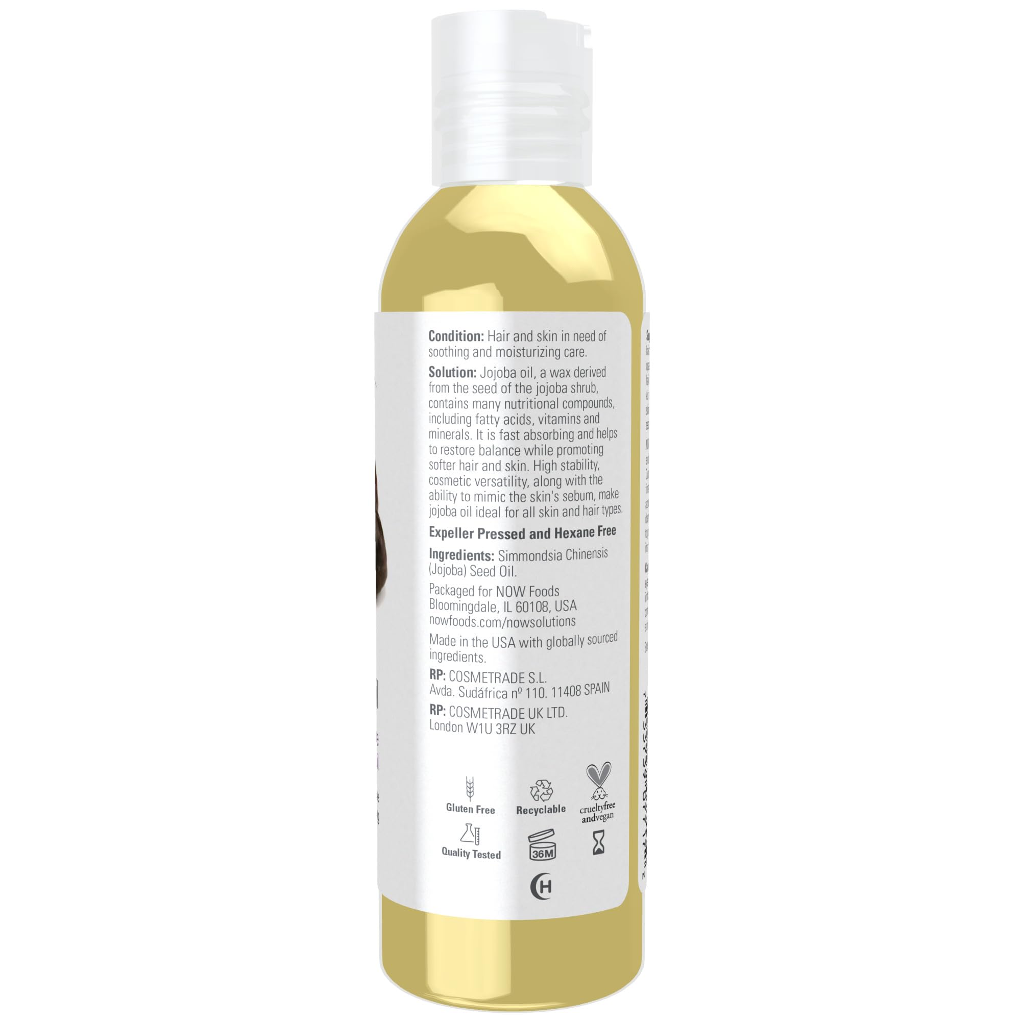 Foto 3 pulgar | Aceite De Jojoba Now Solutions, Hidratante 100% Puro, 120 Ml - Venta Internacional.