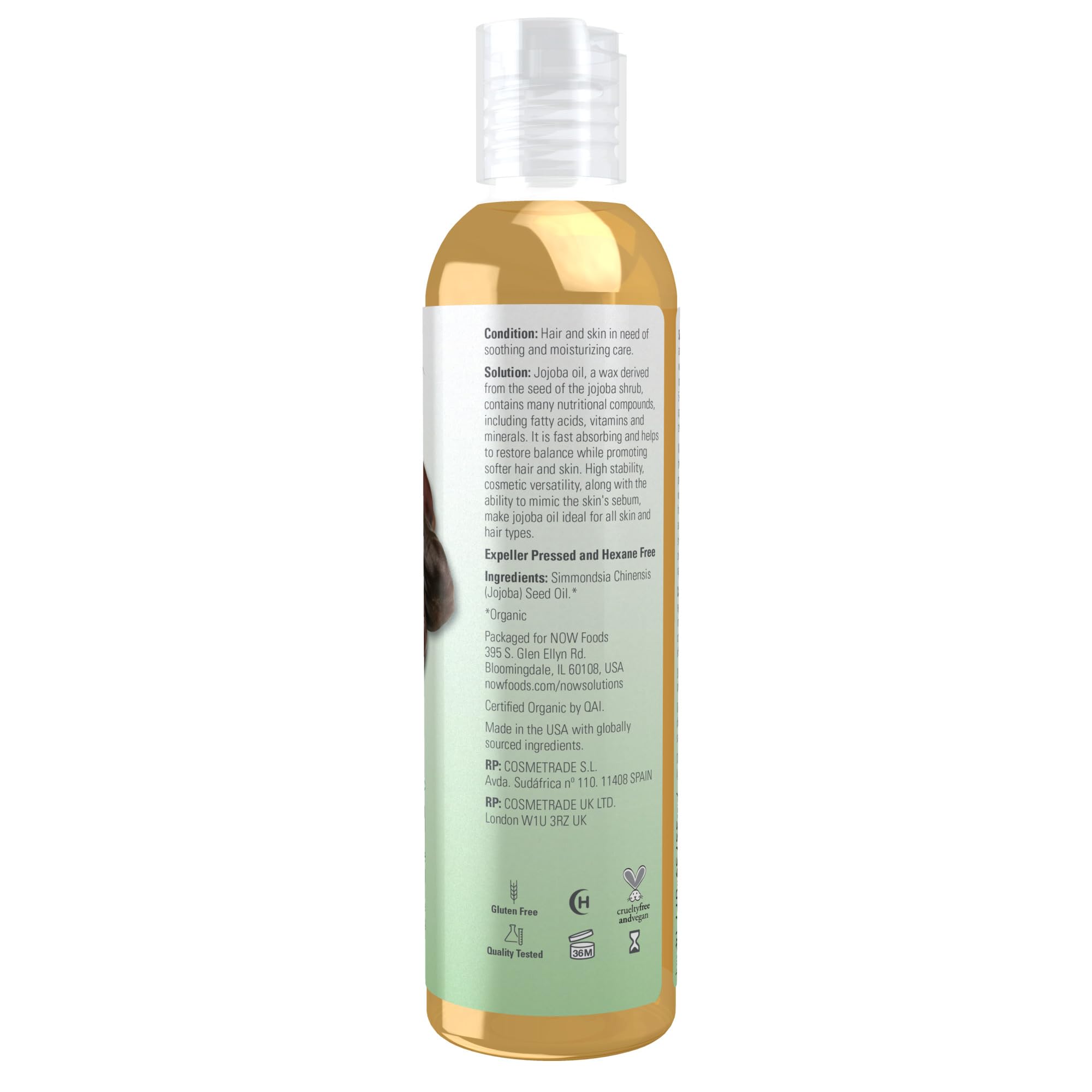 Foto 3 pulgar | Aceite Hidratante Multiusos De Jojoba Orgánica Now Solutions 240 Ml - Venta Internacional.
