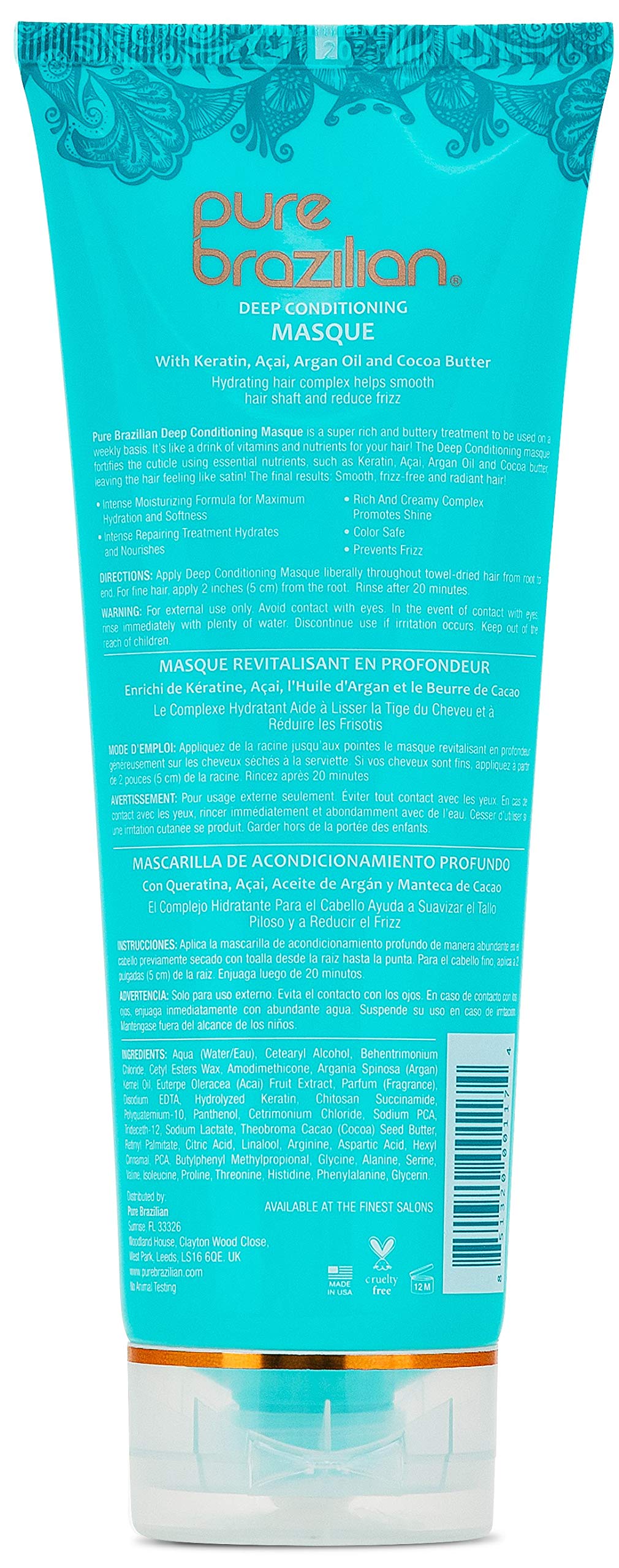 Foto 3 pulgar | Mascarilla Acondicionadora Profunda Pure Brazilian 236 Ml - Venta Internacional.