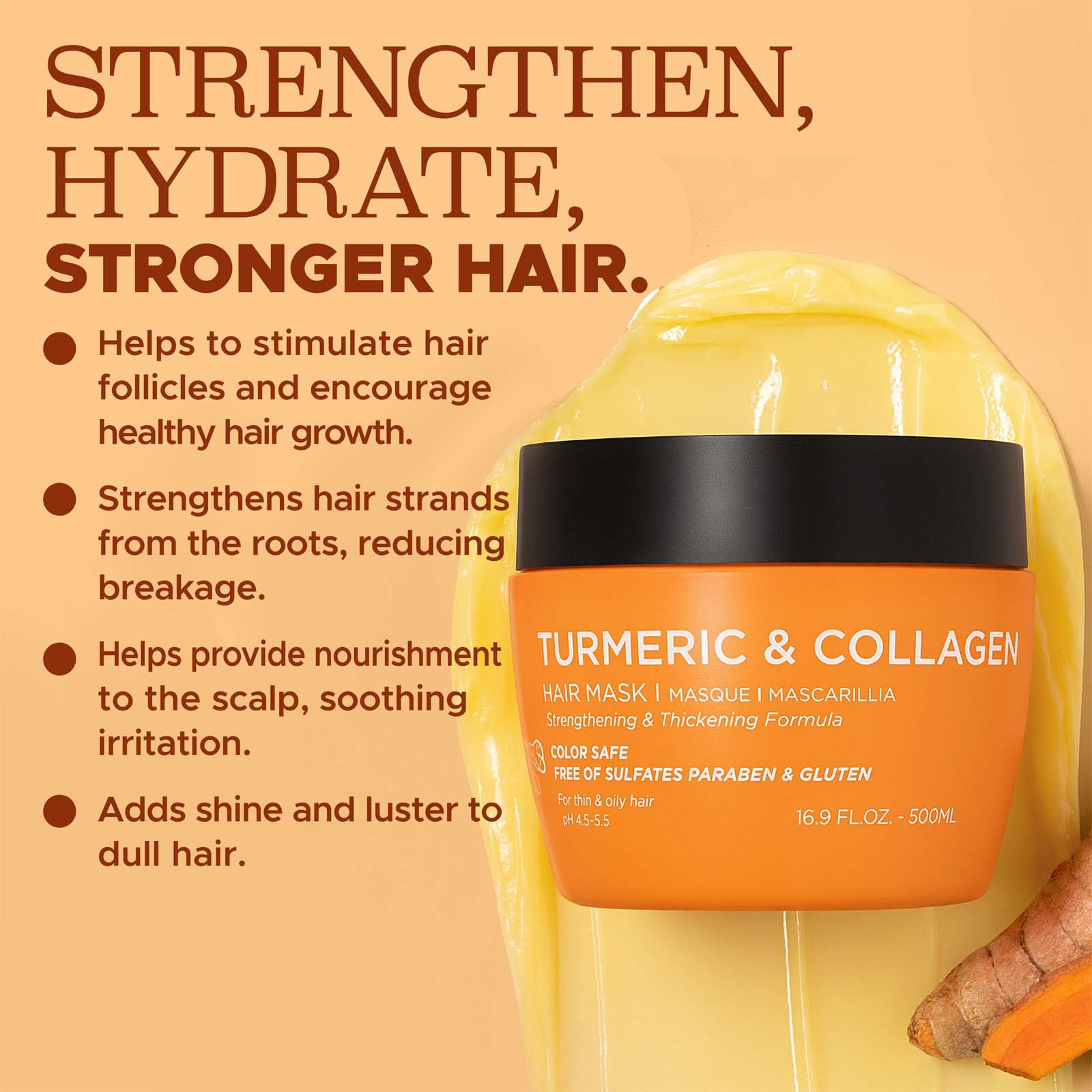 Foto 4 pulgar | Mascarilla Capilar Luseta Con Cúrcuma Y Colágeno Espesante Para Cabello Fino - Venta Internacional.