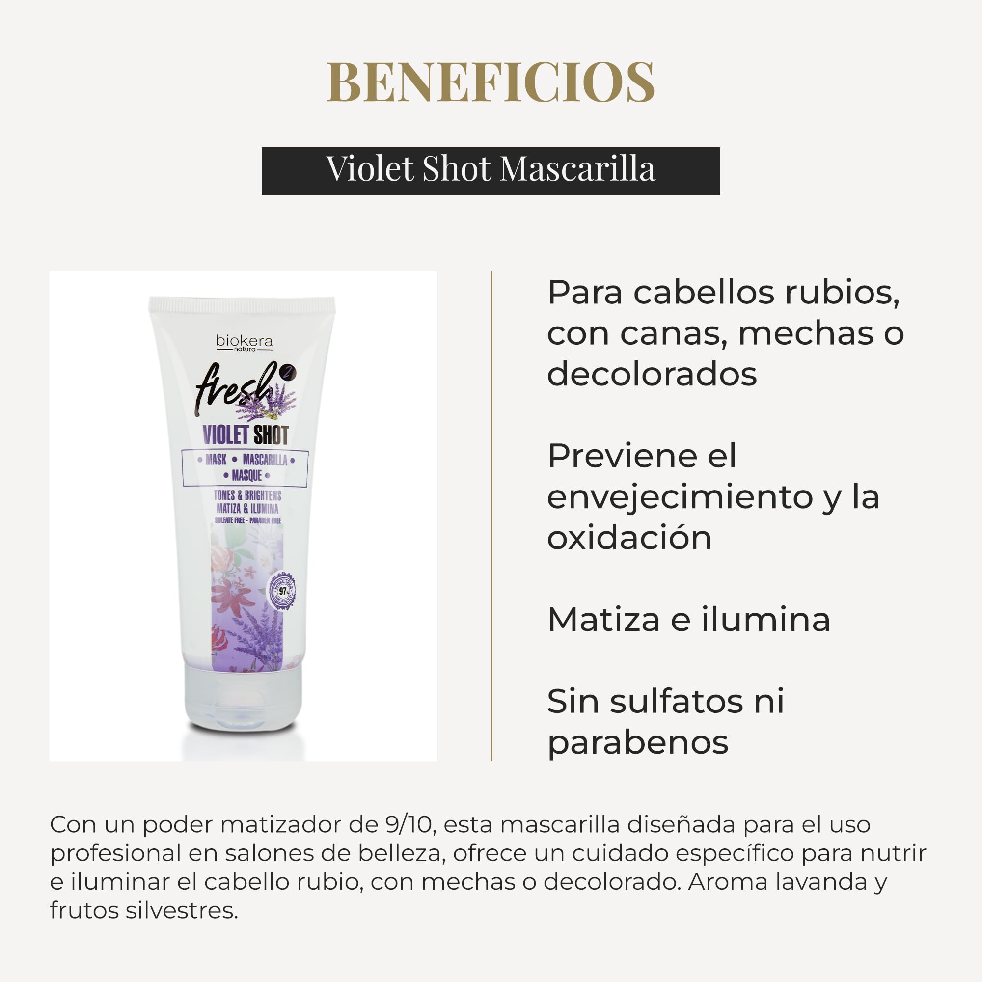 Foto 4 pulgar | Mascarilla Capilar Salerm Biokera Fresh Violet Shot 200 Ml - Venta Internacional.