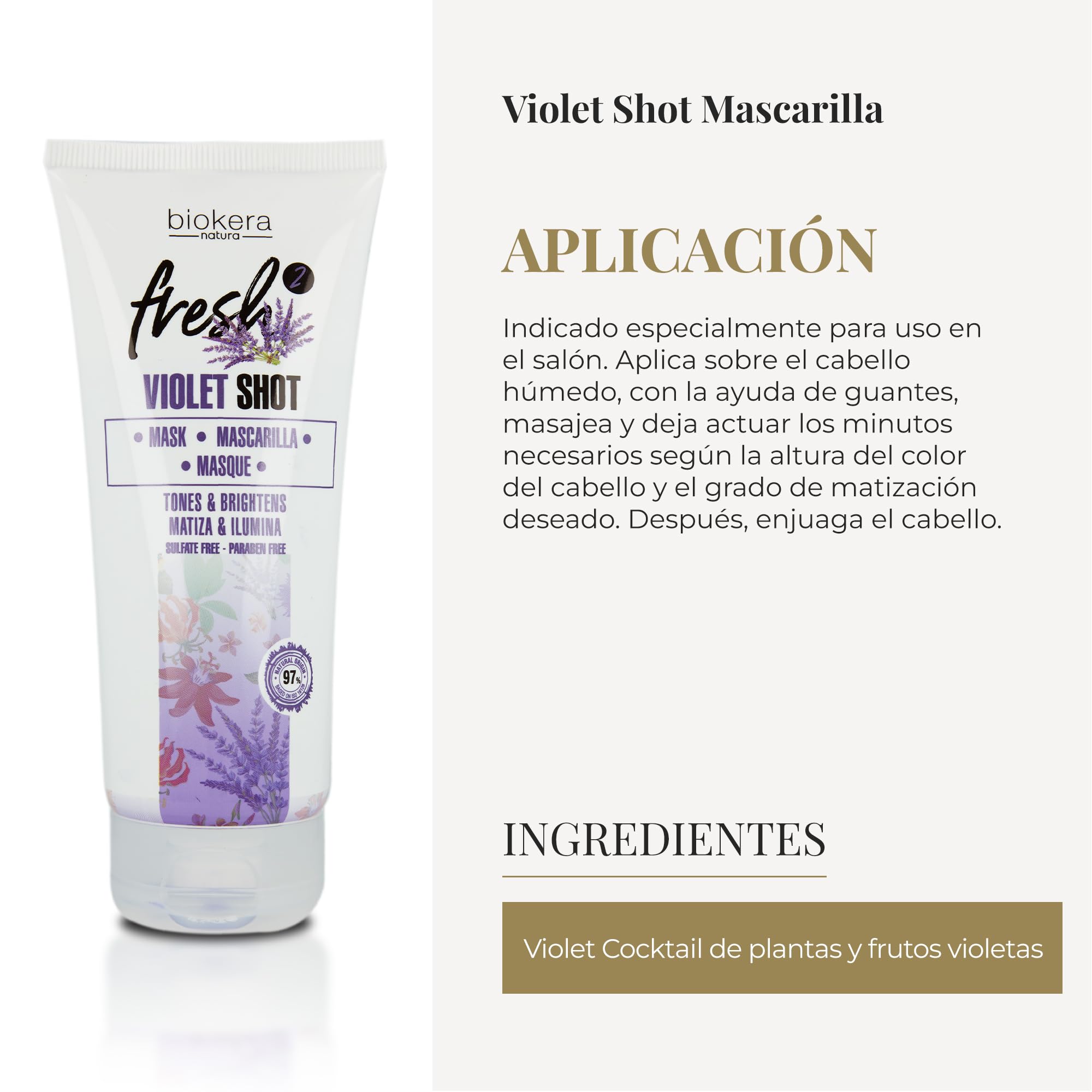 Foto 5 pulgar | Mascarilla Capilar Salerm Biokera Fresh Violet Shot 200 Ml - Venta Internacional.