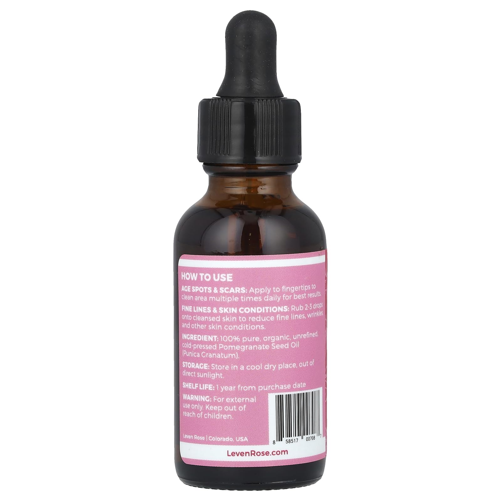 Foto 3 pulgar | Aceite De Semillas De Granada Leven Rose, 30 Ml, 100% Puro Y Orgánico - Venta Internacional.