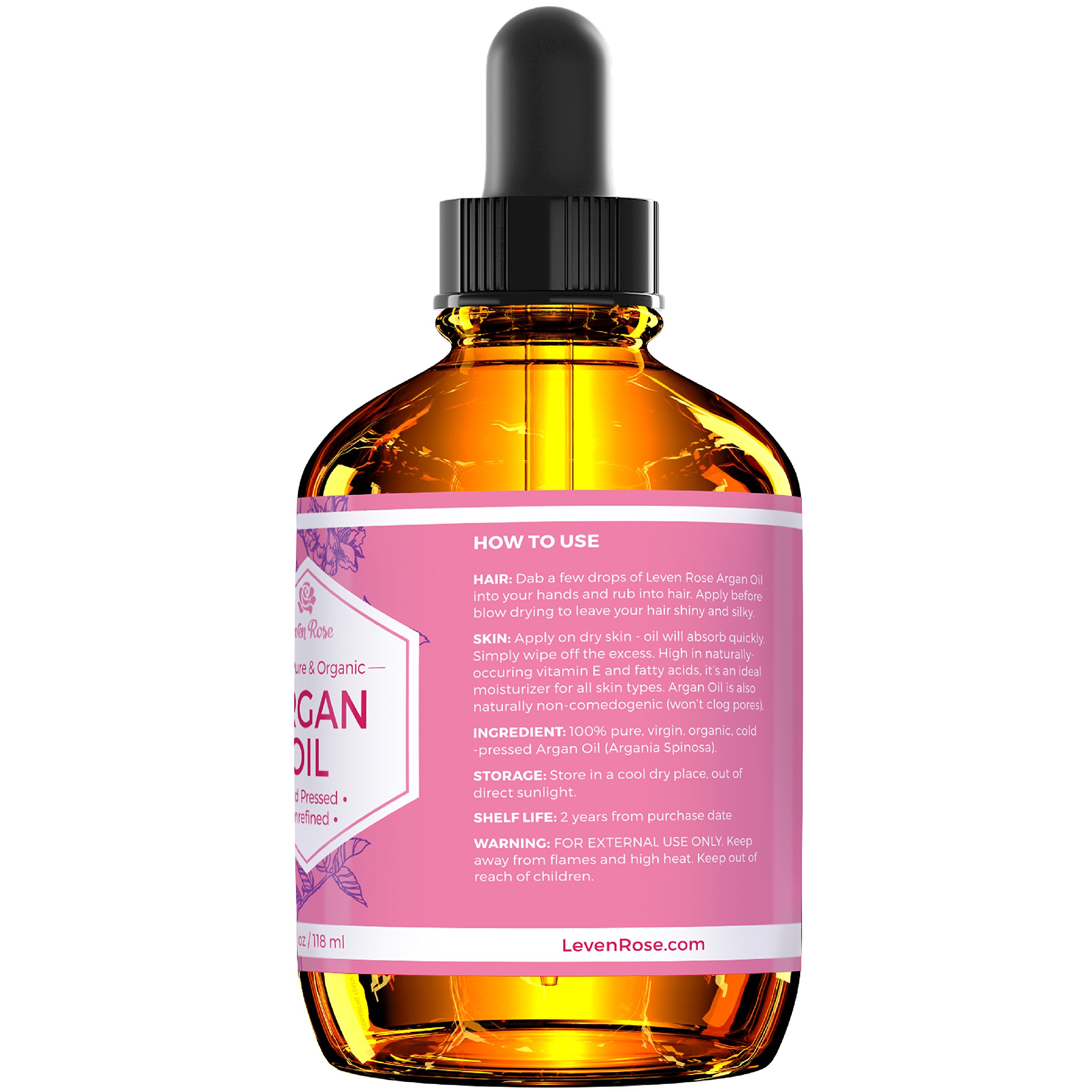 Foto 5 pulgar | Aceite De Argán Leven Rose, 100% Puro, Marroquí, Prensado En Frío, 120 Ml - Venta Internacional.