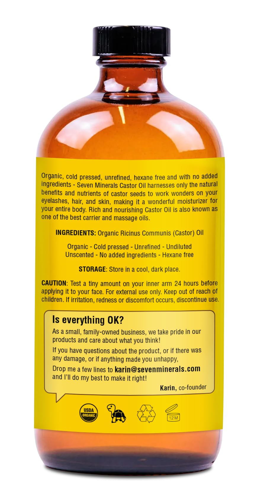 Foto 5 | Aceite de Ricino Seven Minerals 500 ml Orgánico Prensado en Frío sin Refinar - Venta Internacional