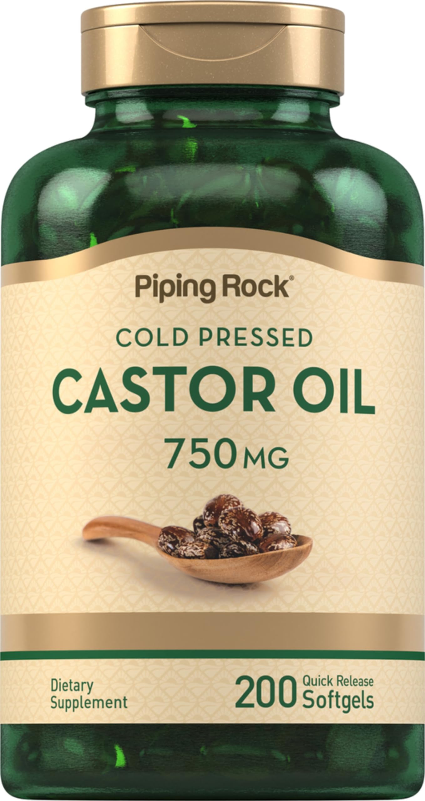 Foto 2 pulgar | Cápsulas De Gel Blando De Aceite De Ricino Piping Rock, 750 Mg, 200 Unidades - Venta Internacional.