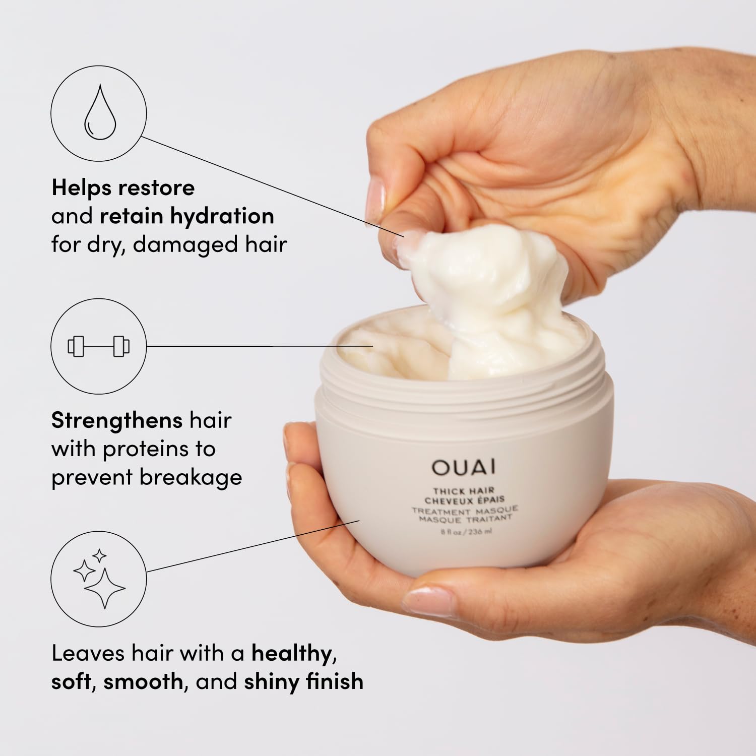 Foto 2 | Mascarilla Capilar Ouai Thick Hair Con Aceite De Almendras, Aceite De Oliva Y Queratina 240 Ml - Venta Internacional.