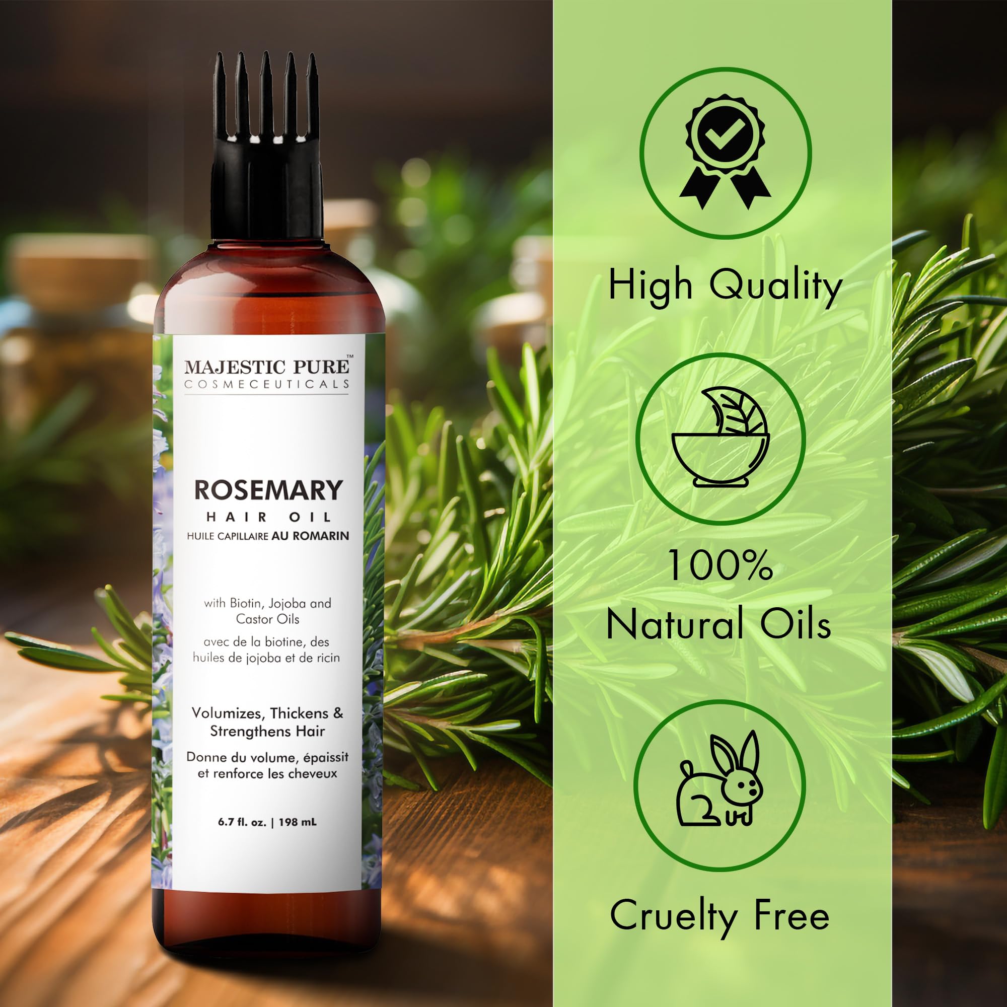 Foto 6 pulgar | Aceite De Romero Majestic Pure Para El Crecimiento Del Cabello, 200 Ml Con Biotina - Venta Internacional.