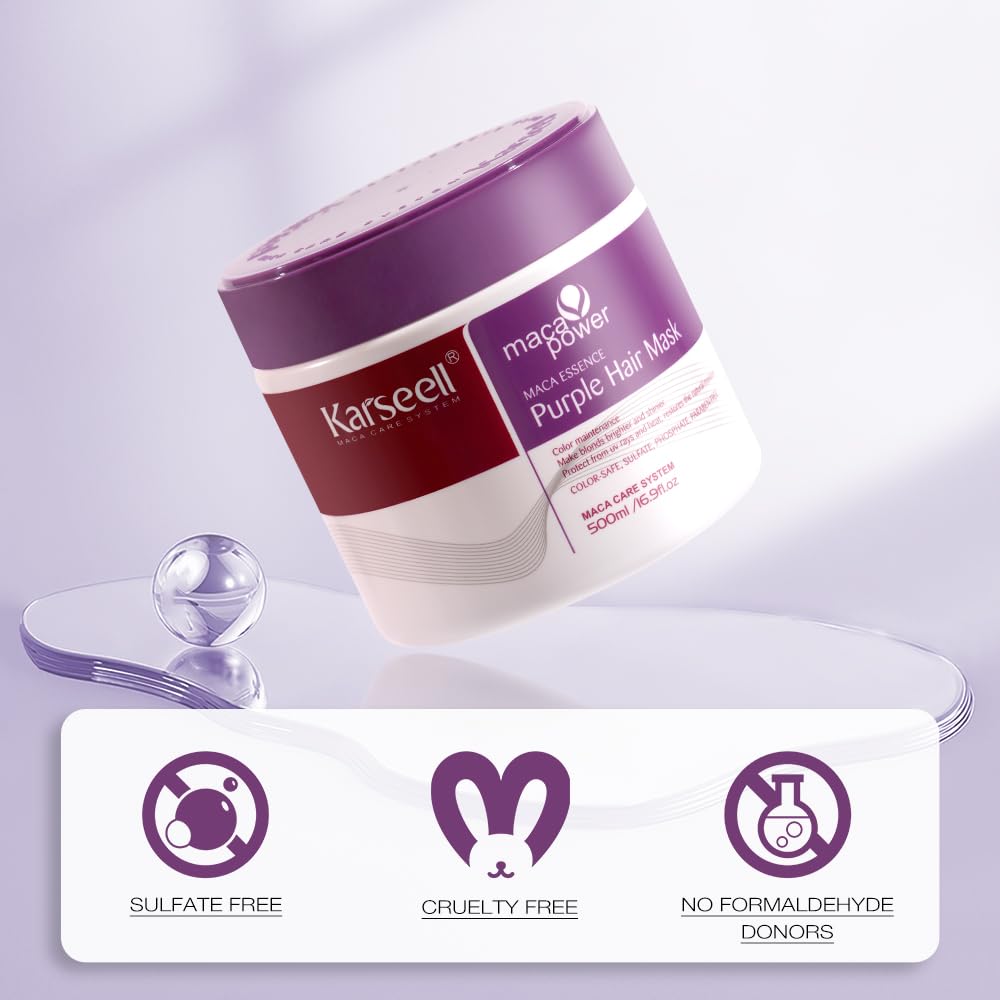 Foto 4 pulgar | Mascarilla Capilar Karseell Maca Power Purple Neutraliza El Latón 500ml - Venta Internacional.