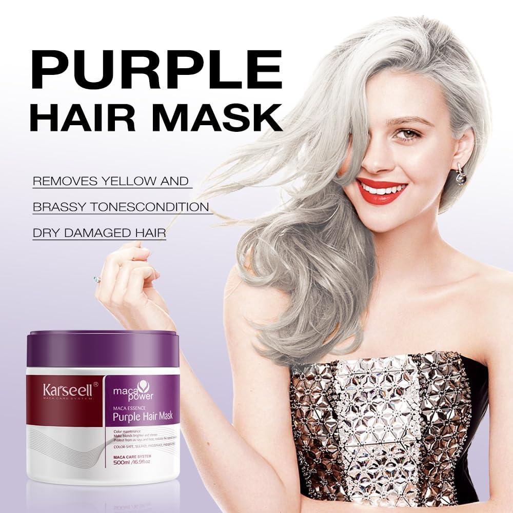 Foto 5 pulgar | Mascarilla Capilar Karseell Maca Power Purple Neutraliza El Latón 500ml - Venta Internacional.