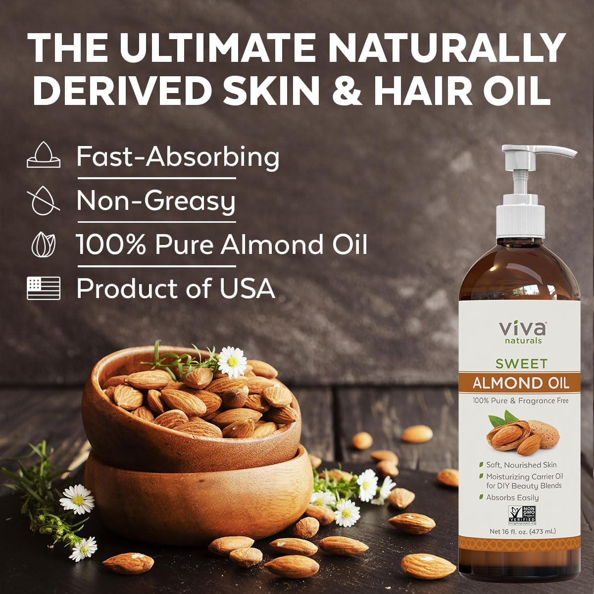 Foto 2 | Aceite de Almendras Viva Naturals 480 Ml - Venta Internacional