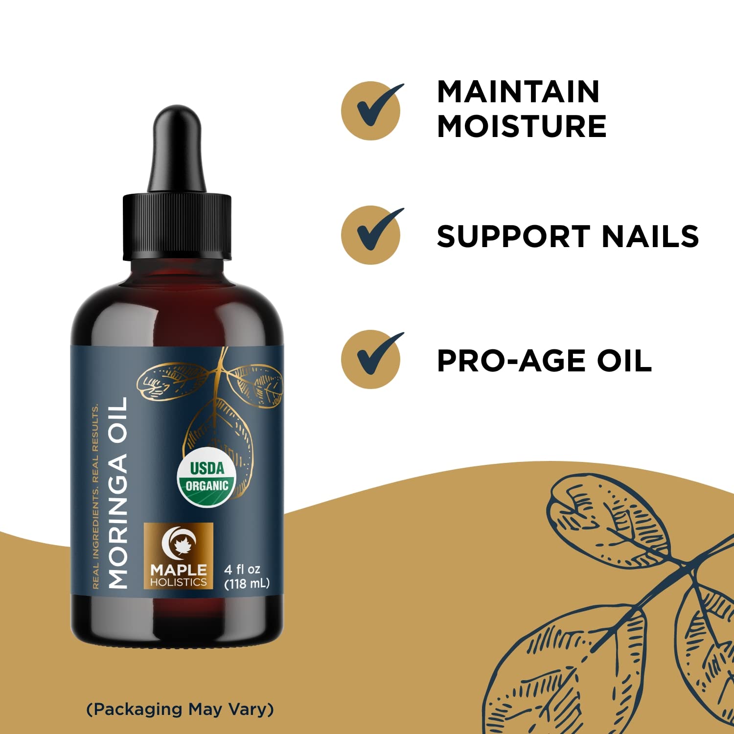 Foto 4 pulgar | Aceite De Moringa Orgánico Maple Holistics Para Cabello Y Piel, 120 Ml - Venta Internacional.