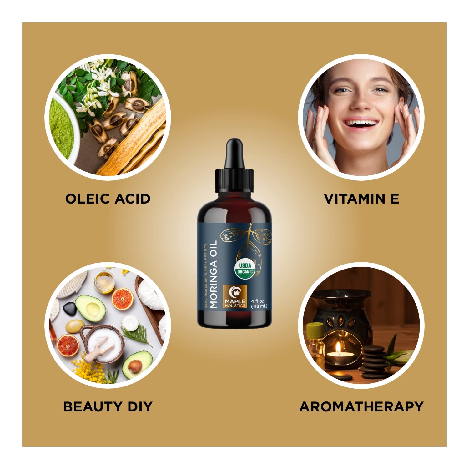 Foto 5 pulgar | Aceite De Moringa Orgánico Maple Holistics Para Cabello Y Piel, 120 Ml - Venta Internacional.