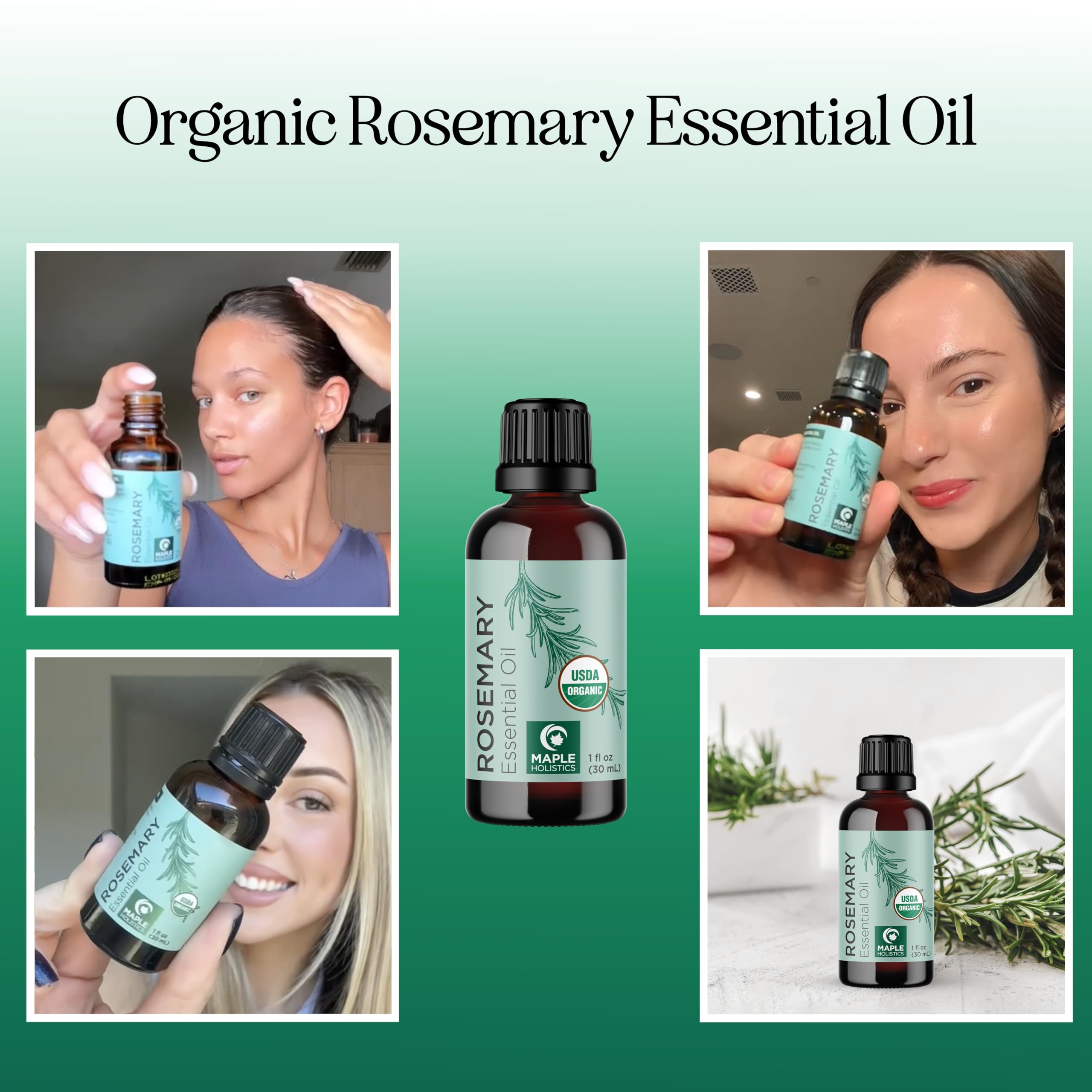Foto 3 pulgar | Aceite De Romero Orgánico Maple Holistics Para Cabello, Piel Y Uñas - Venta Internacional.