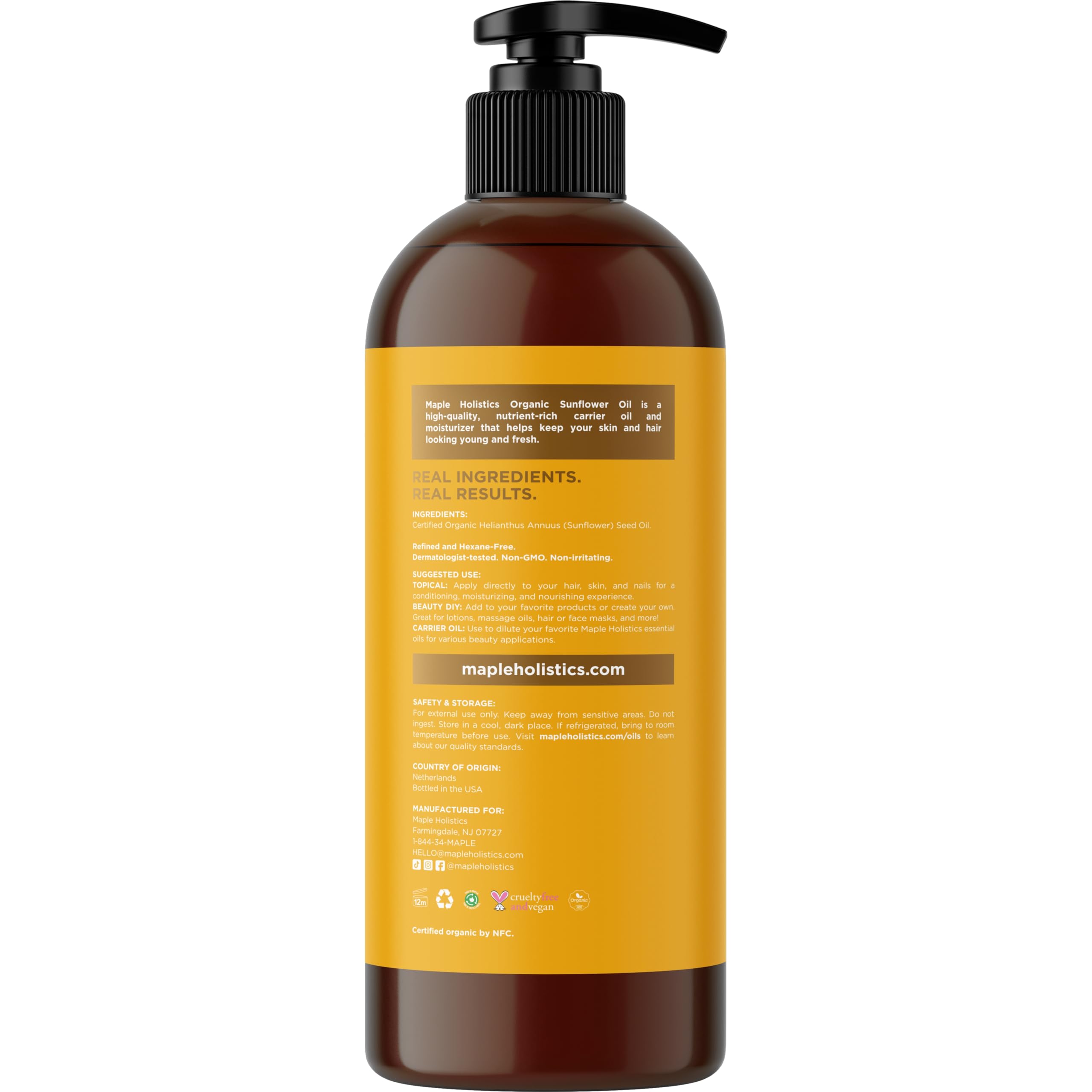 Foto 6 pulgar | Aceite De Girasol Orgánico Maple Holistics Para Piel, Cabello Y Uñas - Venta Internacional.