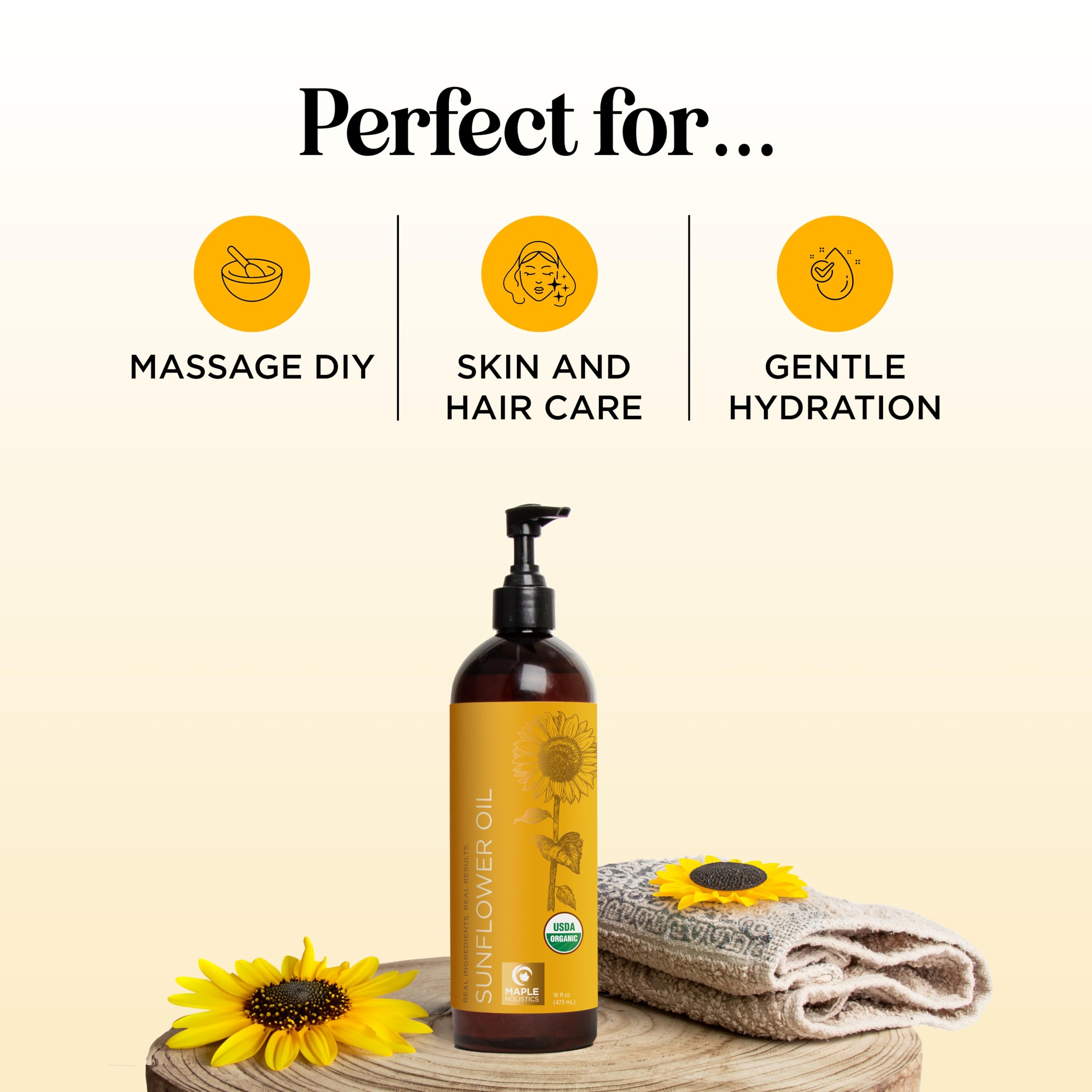 Foto 7 pulgar | Aceite De Girasol Orgánico Maple Holistics Para Piel, Cabello Y Uñas - Venta Internacional.