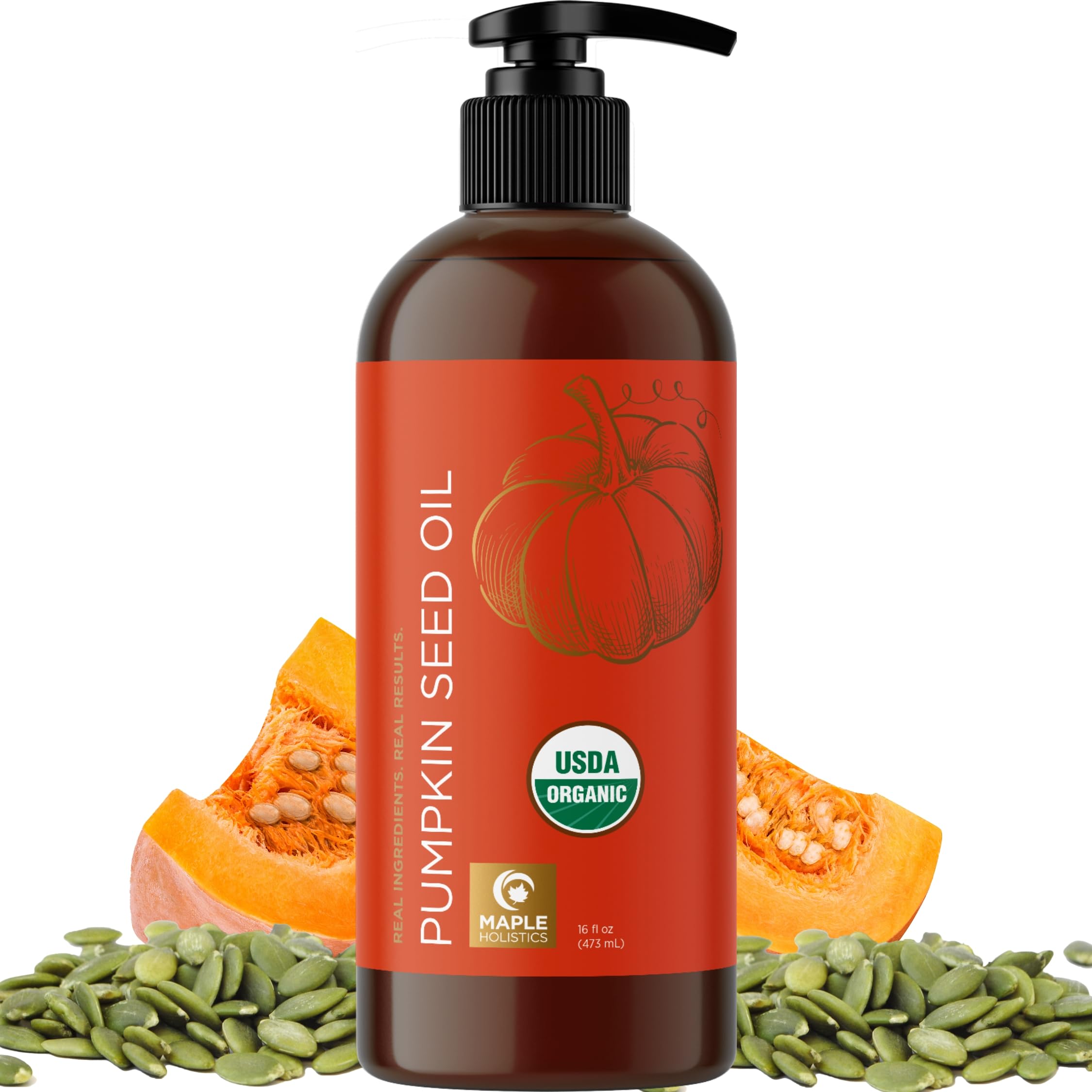 Foto 2 pulgar | Aceite Orgánico De Semillas De Calabaza 100% Puro Para Cabello Y Rostro 480 Ml - Venta Internacional.