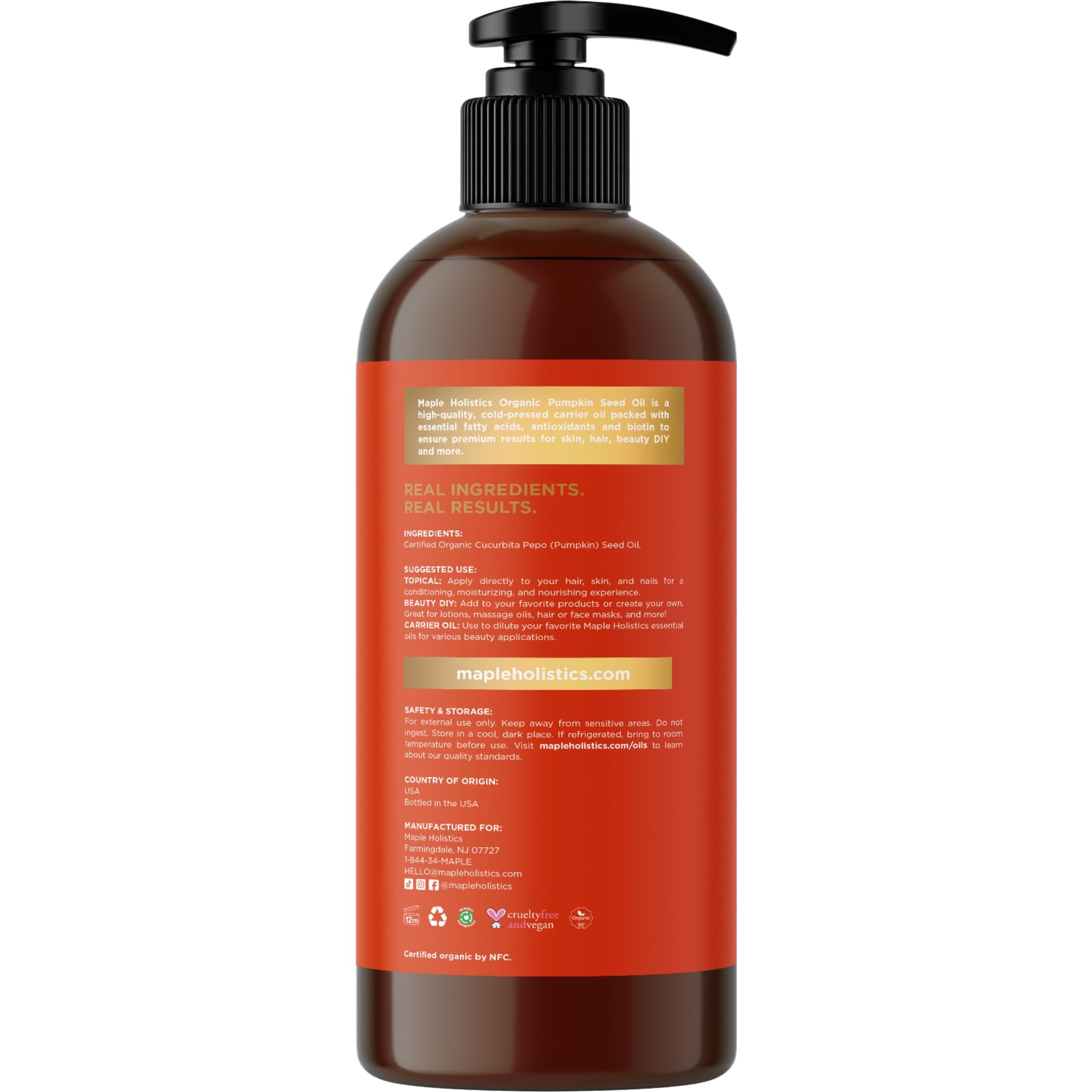 Foto 6 pulgar | Aceite Orgánico De Semillas De Calabaza 100% Puro Para Cabello Y Rostro 480 Ml - Venta Internacional.