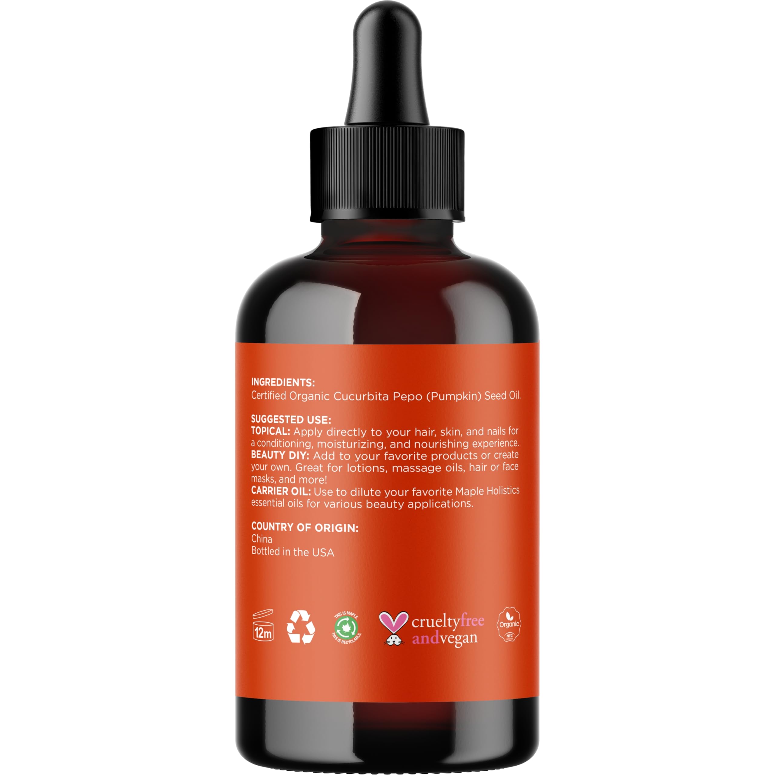 Foto 5 | Aceite De Semillas De Calabaza Maple Holistics, 100% Orgánico Puro, 120 Ml - Venta Internacional.