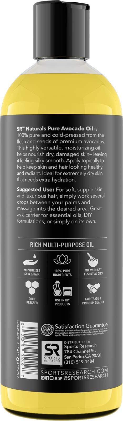 Foto 3 pulgar | Aceite De Aguacate Sports Research 100% Natural, 480 Ml, Para Cabello Y Piel - Venta Internacional.