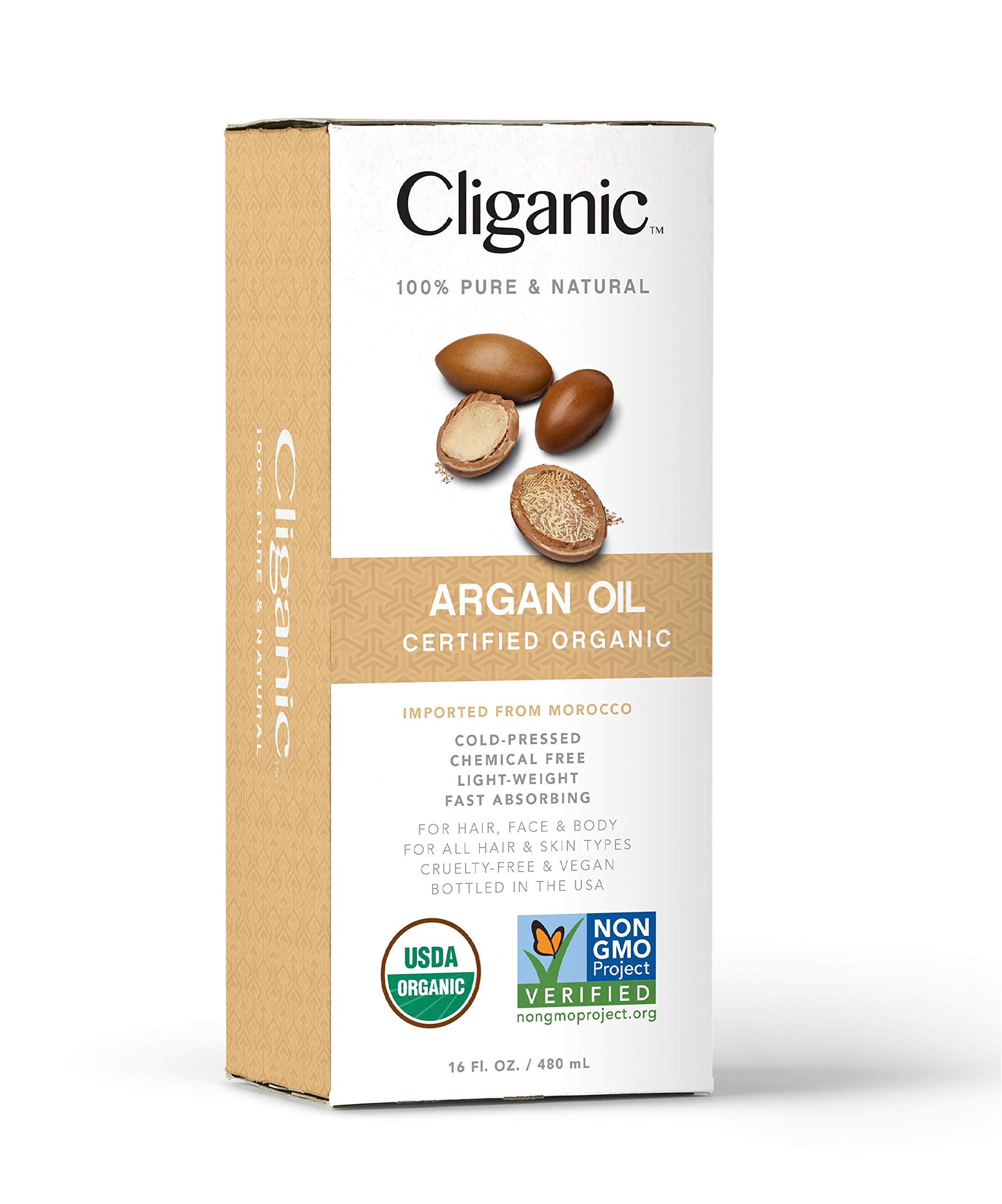 Foto 3 pulgar | Aceite De Argán Cliganic 473 Ml 100% Orgánico Con Bomba Para Cabello Y Piel - Venta Internacional.