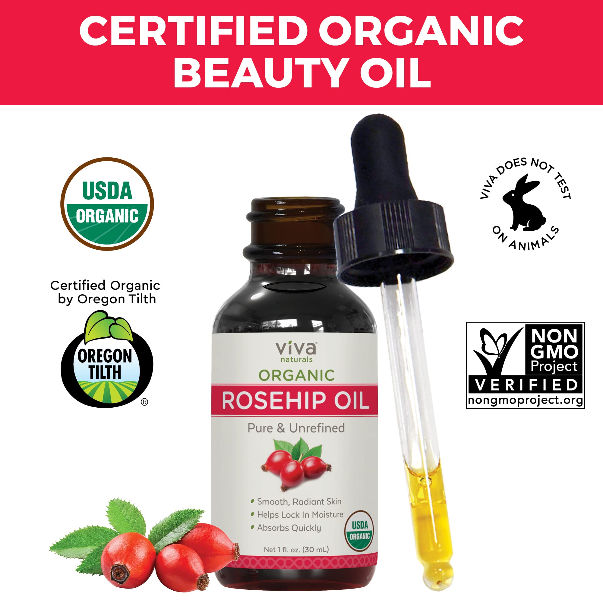 Foto 5 | Aceite Orgánico De Semillas De Rosa Mosqueta Viva Naturals, 30 Ml, 100% Puro - Venta Internacional.