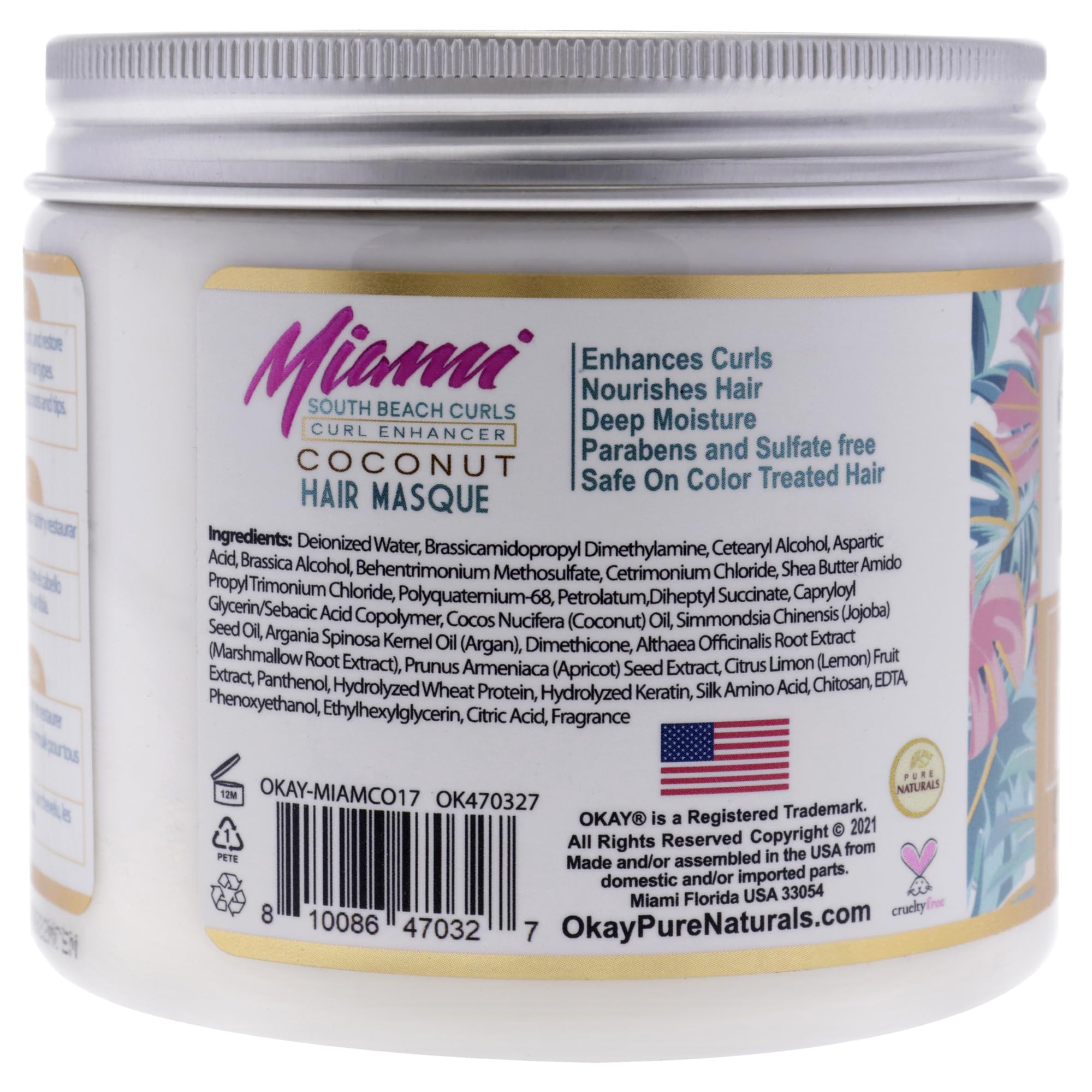 Foto 3 pulgar | Mascarilla Para El Cabello Okay Miami South Beach Curl Enhancing, 500 Ml - Venta Internacional.