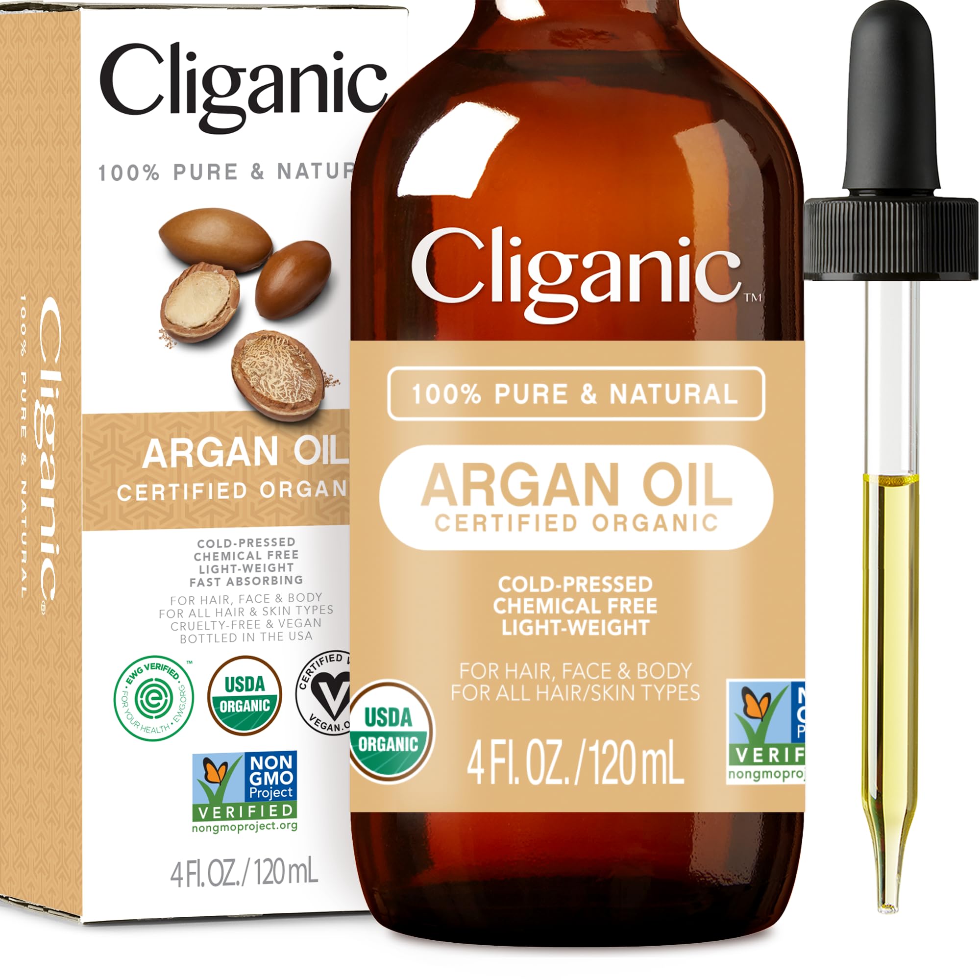 Aceite De Argán Cliganic 100% Puro Orgánico Del Usda Para Cabello Y Piel - Venta Internacional.