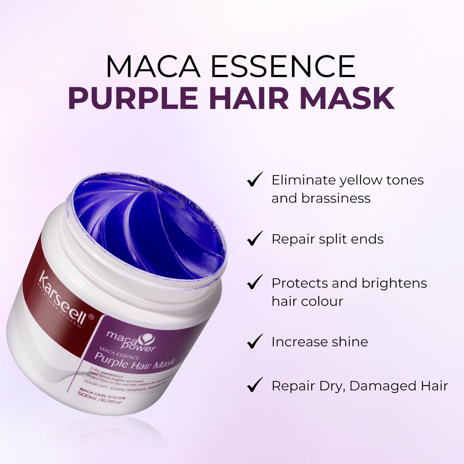 Foto 3 | Mascarilla Karseell Purple Con Aceite De Argán Para Cabello Rubio Gris Plateado - Venta Internacional.