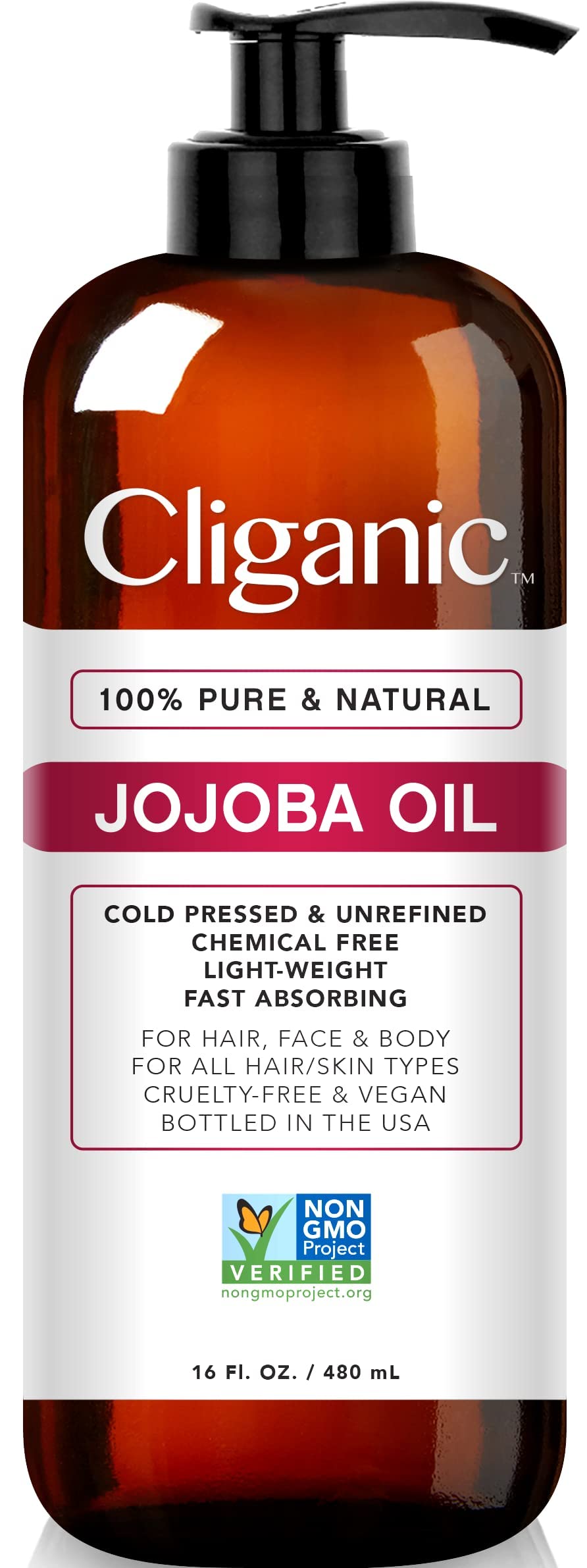 Foto 2 pulgar | Aceite De Jojoba Cliganic 100% Puro  Natural  Prensado En Frío  480 Ml - Venta Internacional.