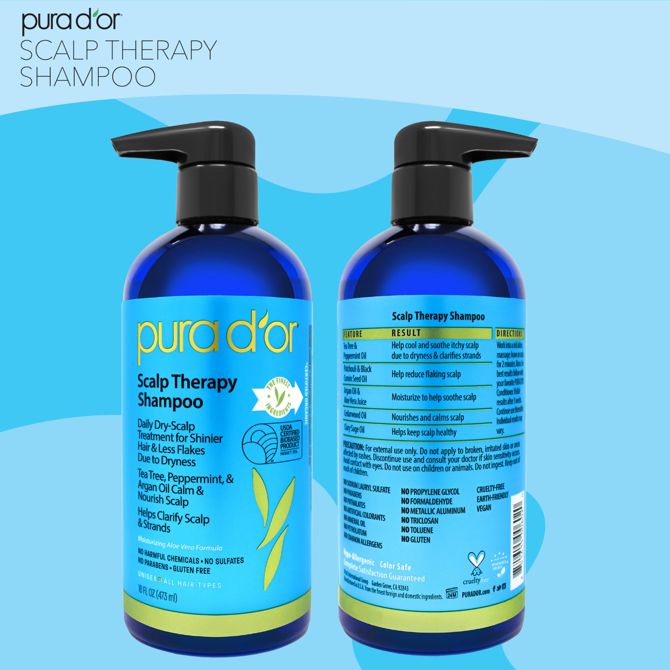 Foto 3 | Champú Pura D'or Therapy Hidrata Y Nutre 480 Ml - Venta Internacional.