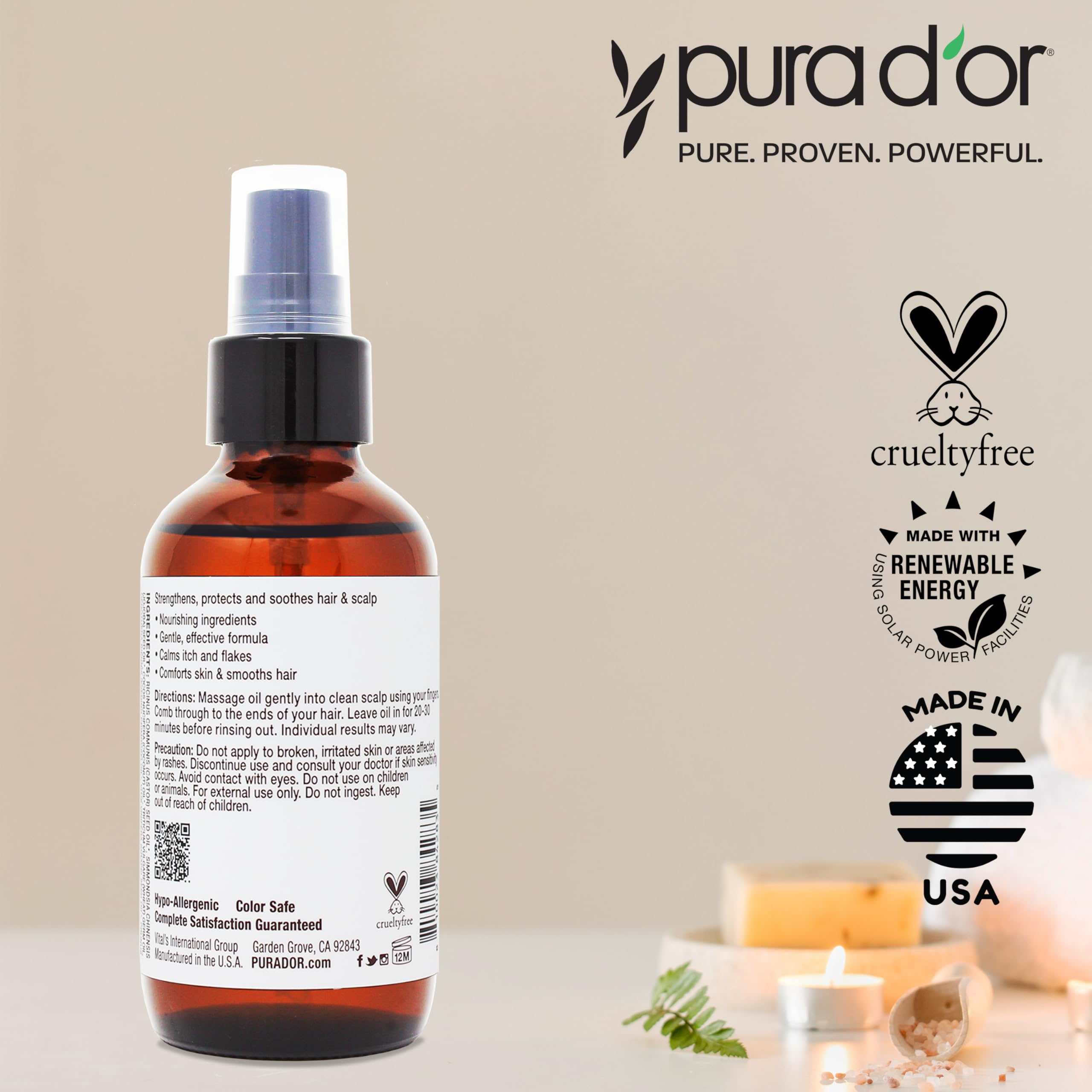Foto 7 pulgar | El Aceite Fortalecedor Del Cuero Cabelludo Y El Cabello Pura D'or Apoya El Crecimiento - Venta Internacional.