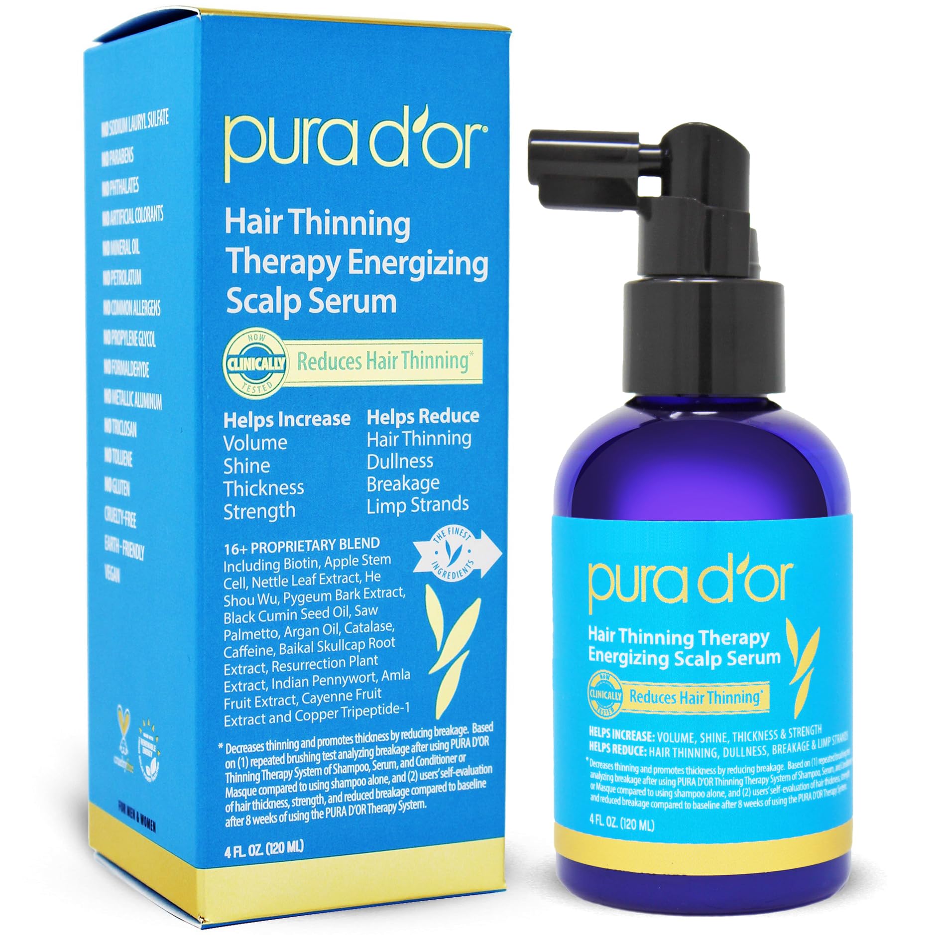 Foto 1 | Sérum Energizante Para Tratamiento De Adelgazamiento Del Cabello Pura D'or  120 Ml - Venta Internacional.