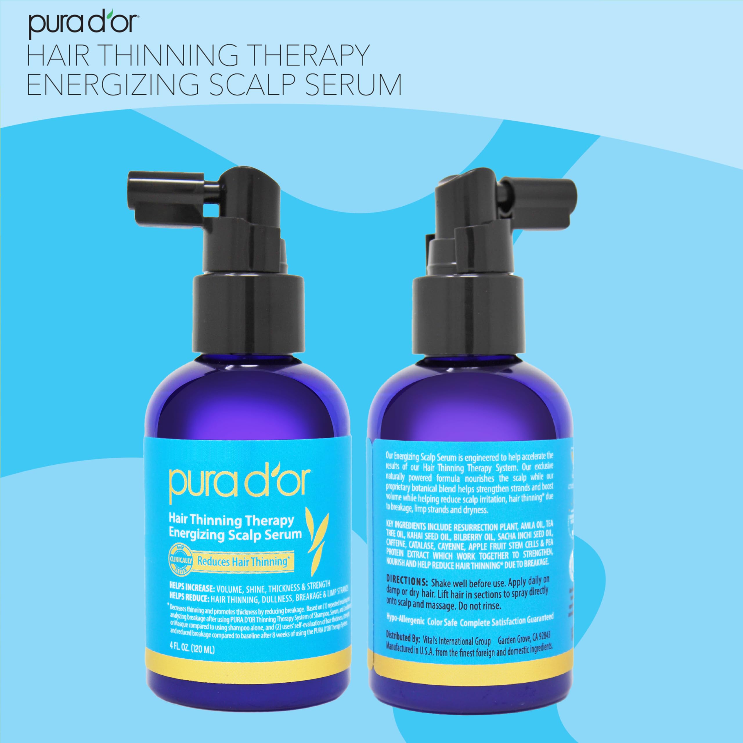 Foto 6 pulgar | Sérum Energizante Para Tratamiento De Adelgazamiento Del Cabello Pura D'or  120 Ml - Venta Internacional.