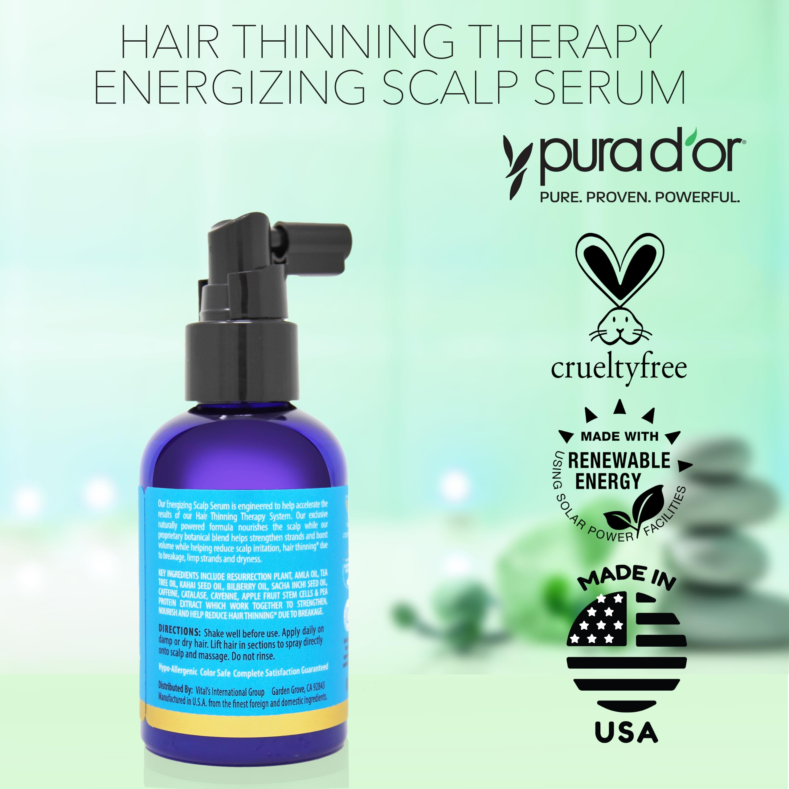 Foto 7 pulgar | Sérum Energizante Para Tratamiento De Adelgazamiento Del Cabello Pura D'or  120 Ml - Venta Internacional.