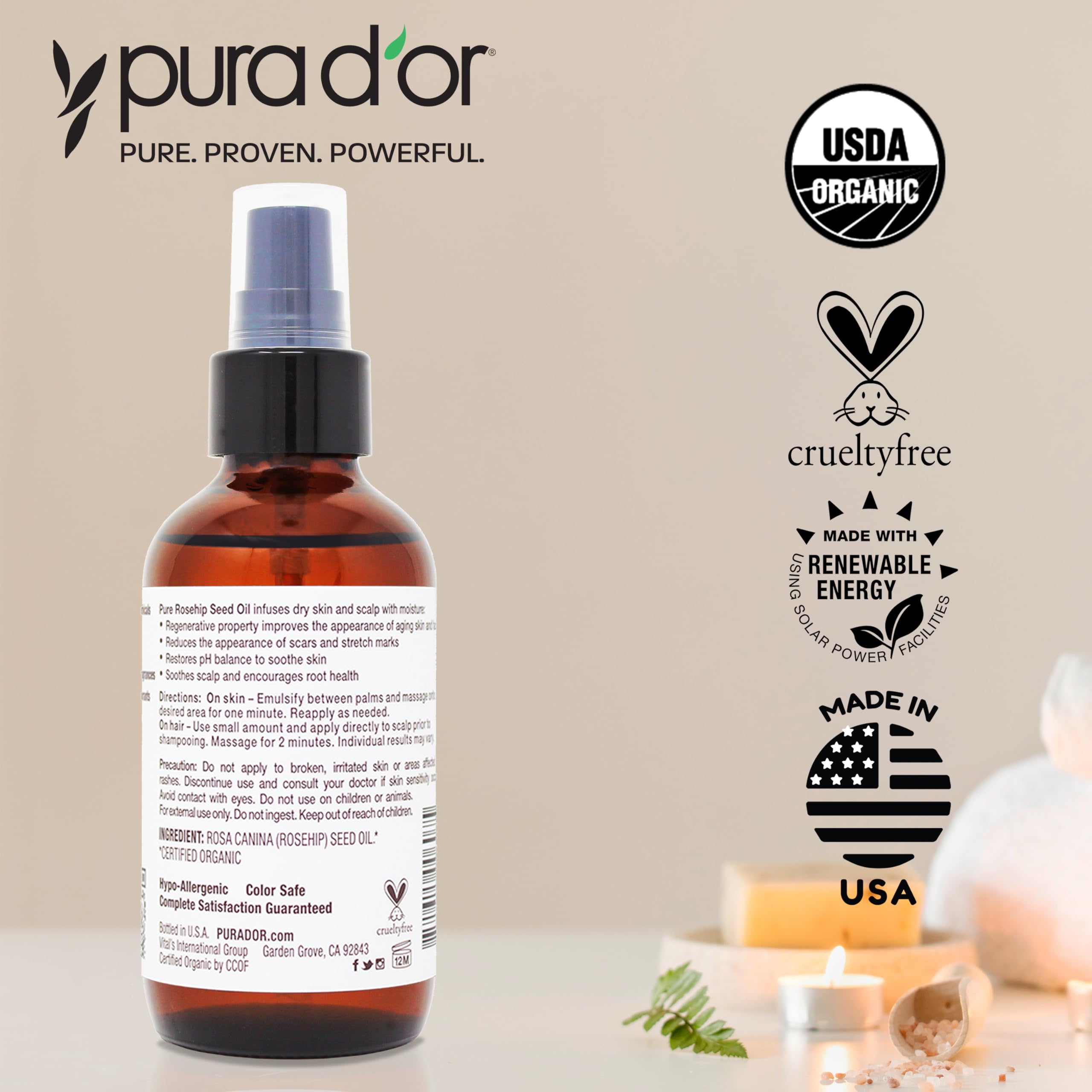 Foto 8 pulgar | Aceite De Semilla De Rosa Mosqueta Pura D'or 120 Ml 100% Puro Prensado En Frío - Venta Internacional.