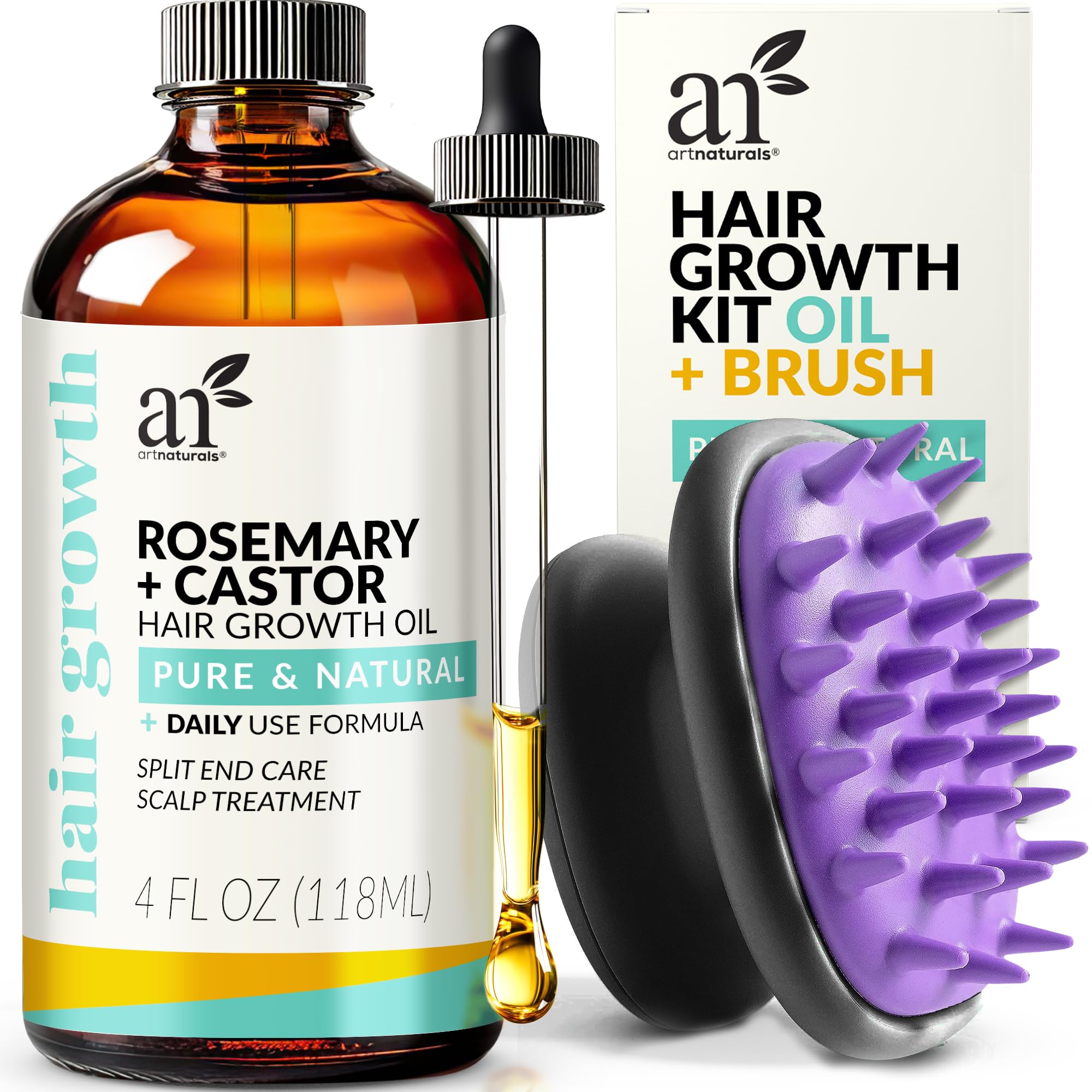 Foto 1 | Set De Aceites Capilares Artnaturals Organic Rosemary Castor 120 Ml Con Masajeador - Venta Internacional.