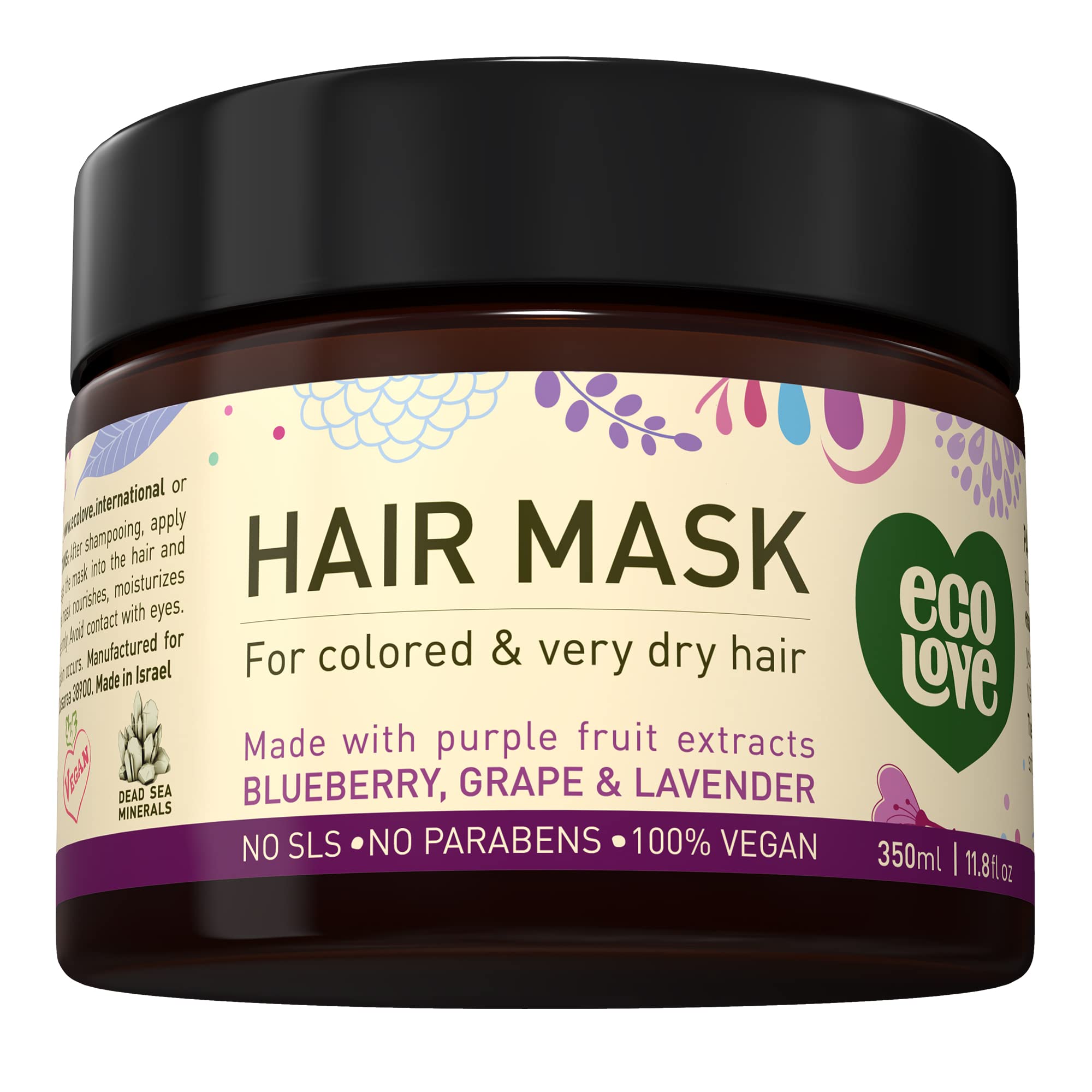 Foto 1 | Mascarilla Para Cabello Seco Y Dañado Ecolove  350 Ml  Con Extracto De Lavanda - Venta Internacional.