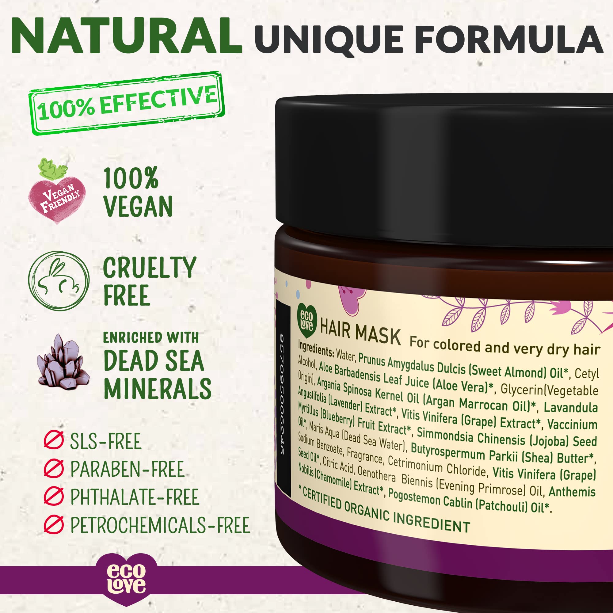 Foto 3 pulgar | Mascarilla Para Cabello Seco Y Dañado Ecolove  350 Ml  Con Extracto De Lavanda - Venta Internacional.