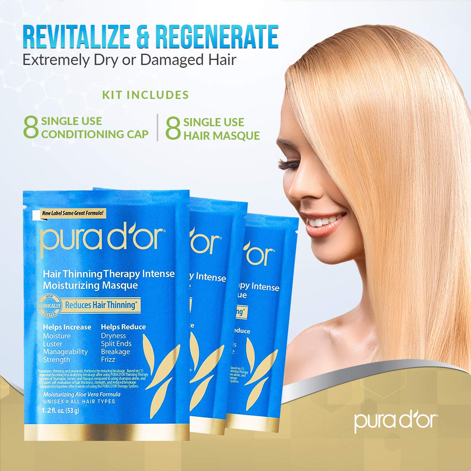 Foto 4 pulgar | Mascarilla De Biotina Para Terapia De Adelgazamiento Del Cabello Pura D'or  35 Ml  Paquete De 8 - Venta Internacional.