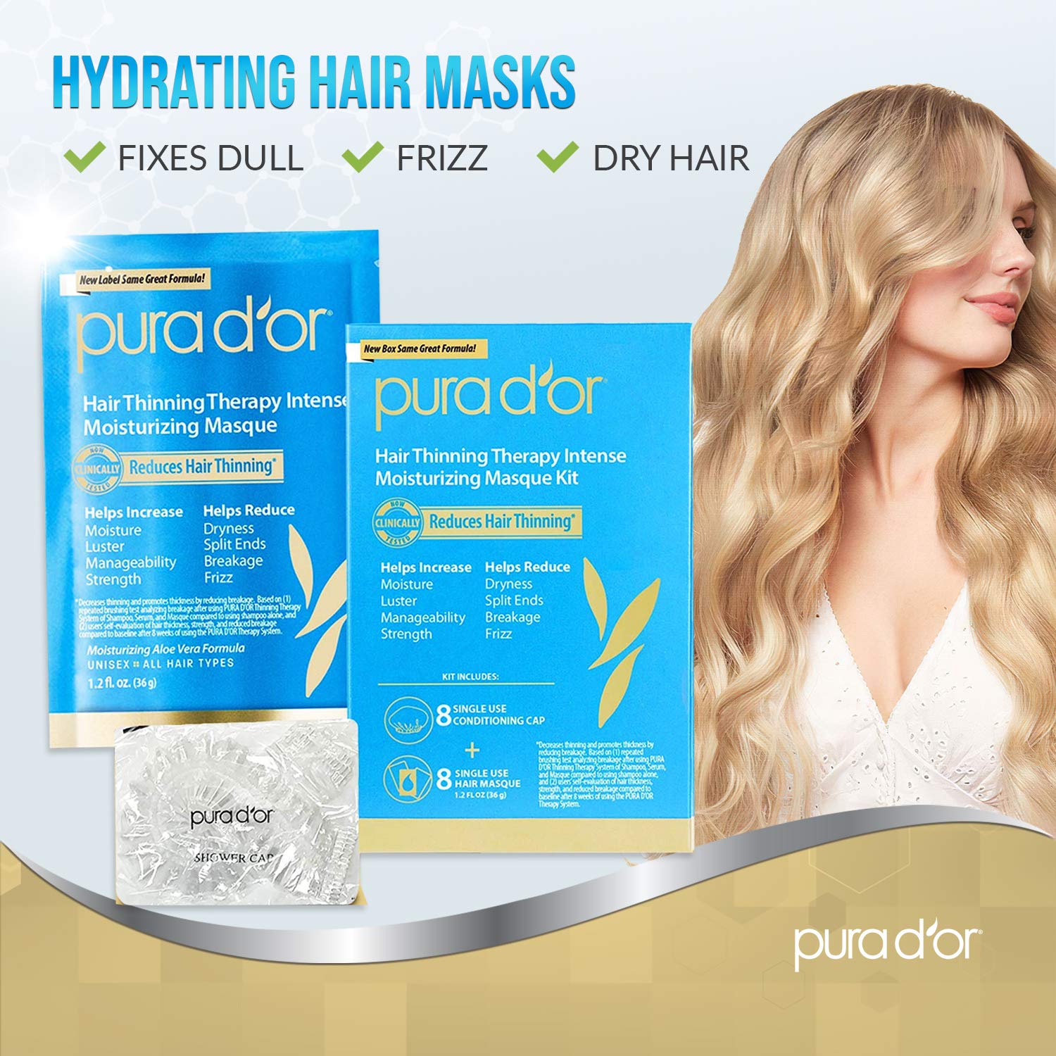Foto 5 pulgar | Mascarilla De Biotina Para Terapia De Adelgazamiento Del Cabello Pura D'or  35 Ml  Paquete De 8 - Venta Internacional.