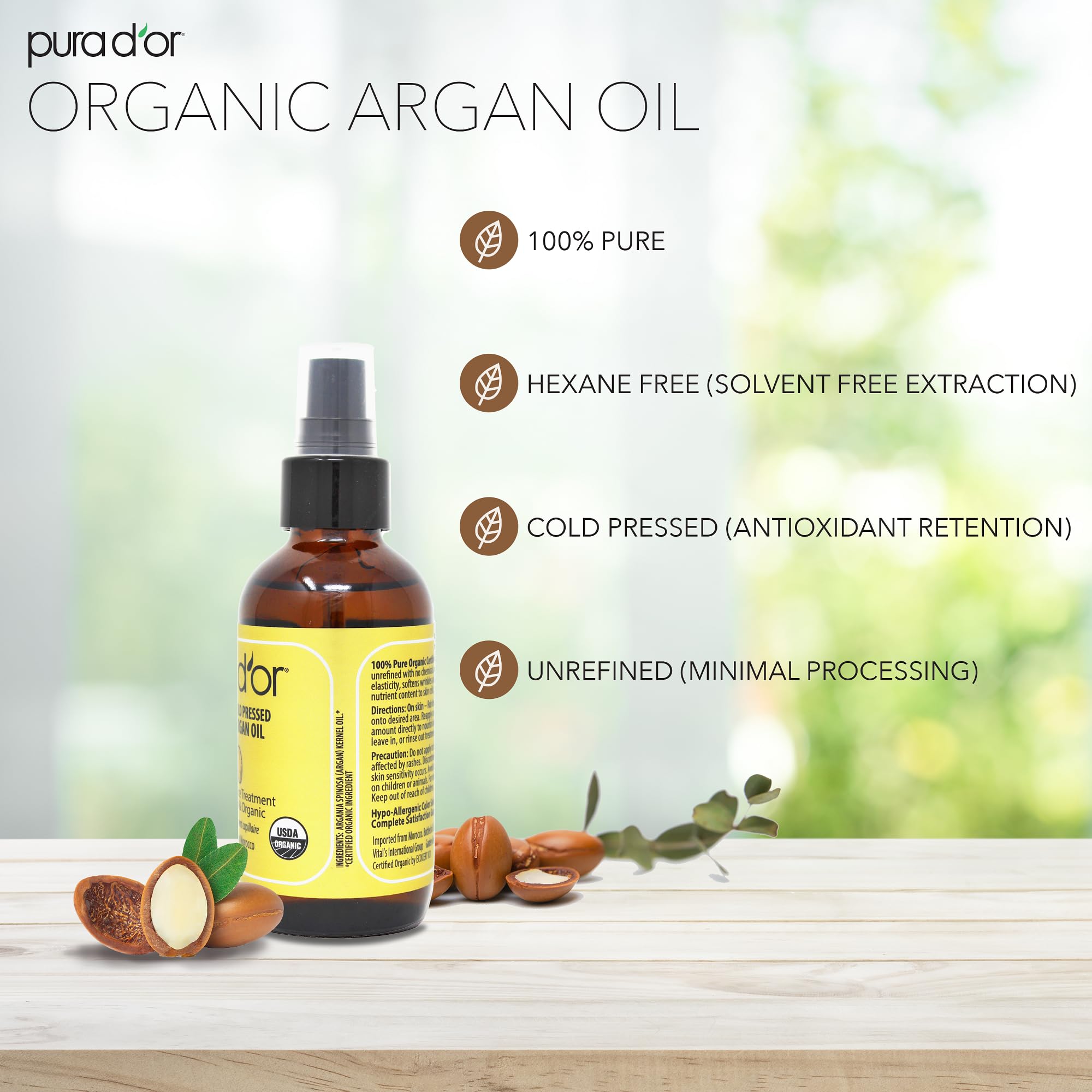 Foto 4 pulgar | Aceite De Argán Pura D'or  120 Ml  Orgánico  100% Puro  Prensado En Frío - Venta Internacional.