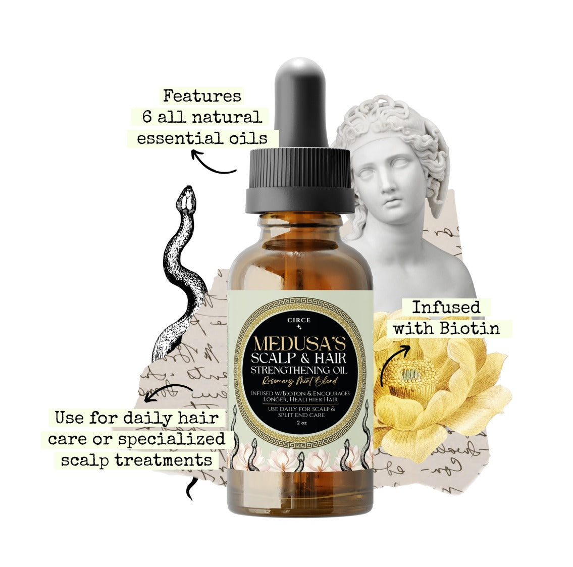 Foto 4 | Aceite Para Fortalecer El Cuero Cabelludo Y El Cabello Medusa's Rosemary Mint 60 Ml - Venta Internacional.