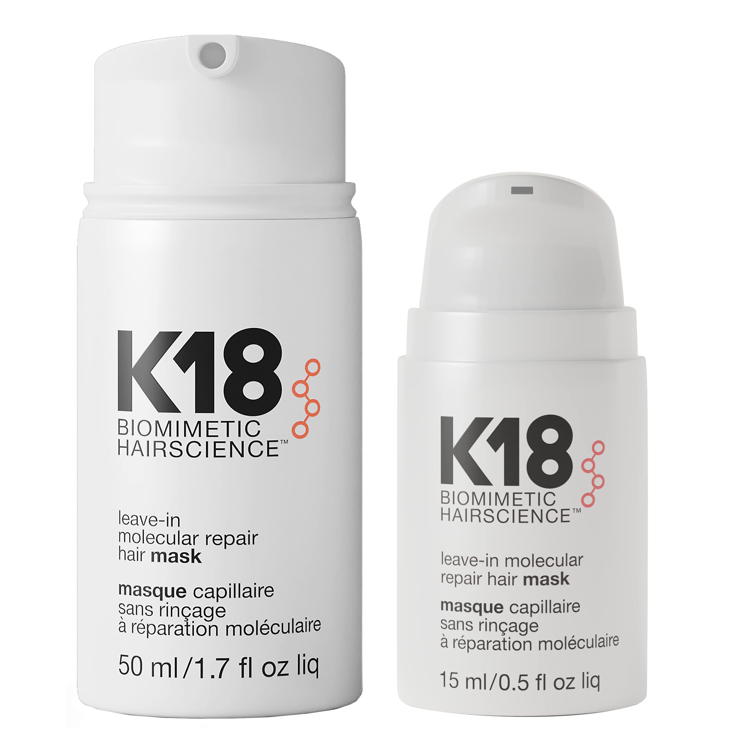 Mascarilla Capilar K18 Leave-in Repair De 50 Ml Y 15 Ml Que Renueva El Daño Del Cabello - Venta Internacional.