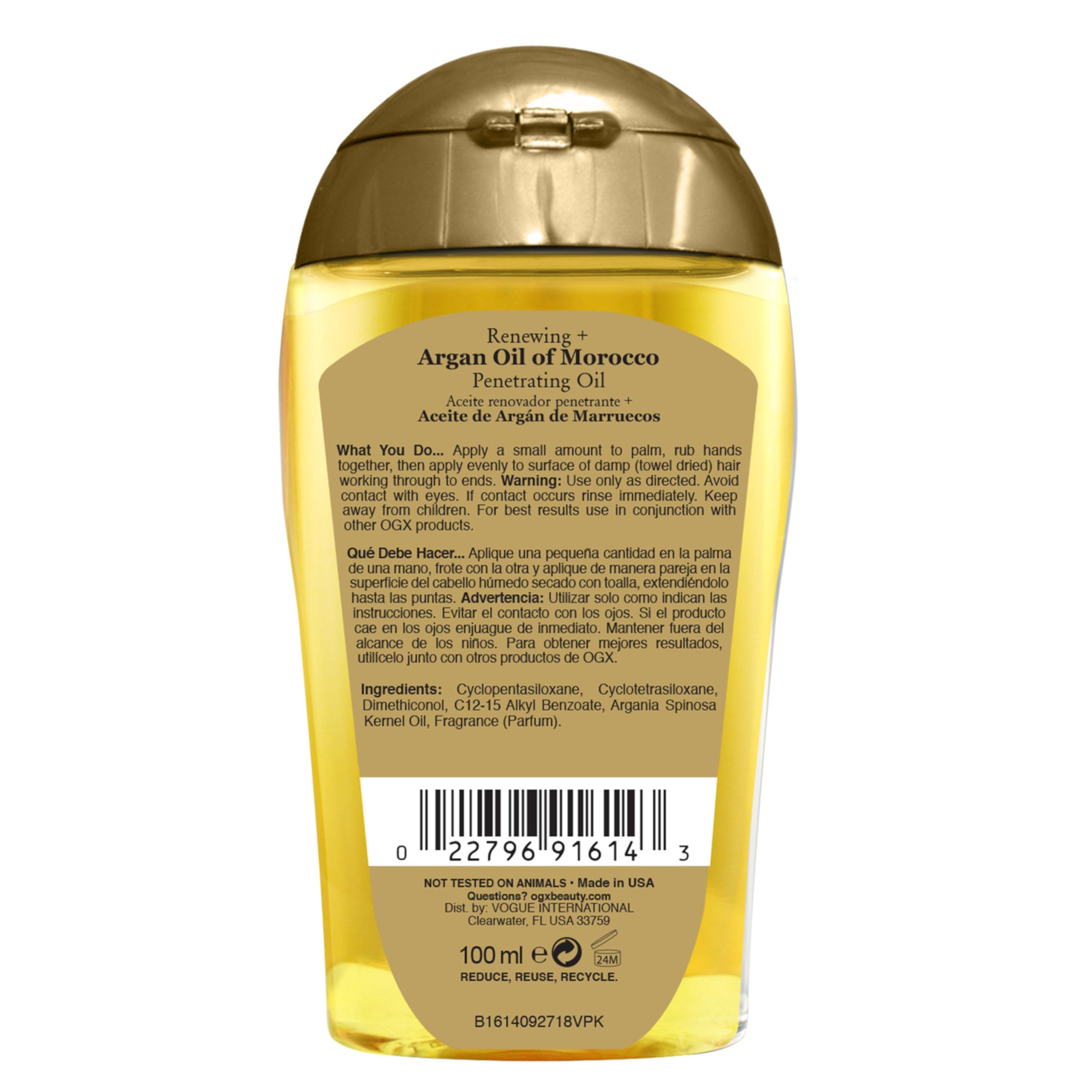 Foto 3 pulgar | Tratamiento De Aceite Capilar Ogx  Aceite De Argán Renovador De Marruecos  100 Ml - Venta Internacional.